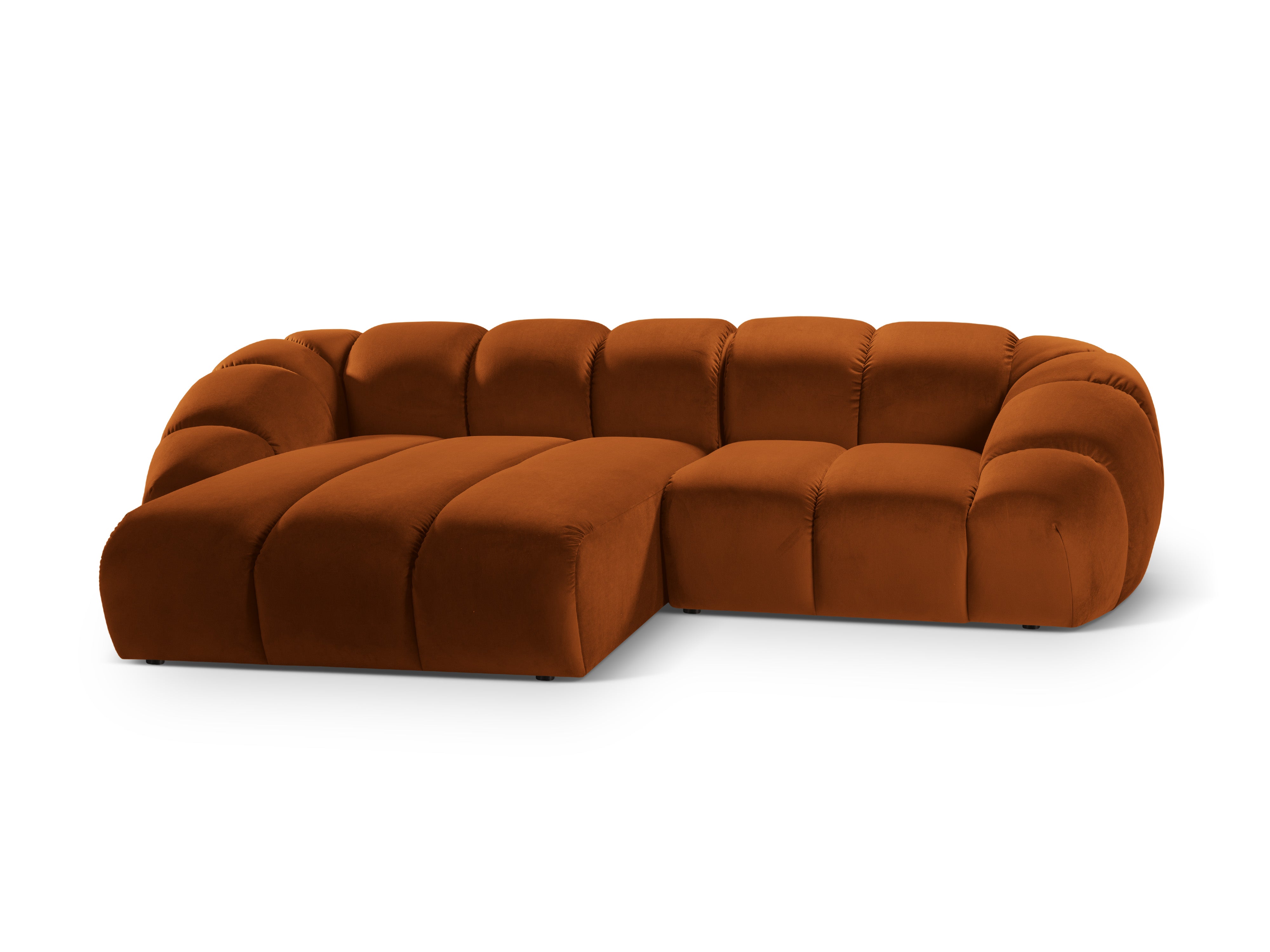 Velvet Left Corner Sofa, "Diana", 3 Seats, Terracotta, 294x182x72
Made in Europe