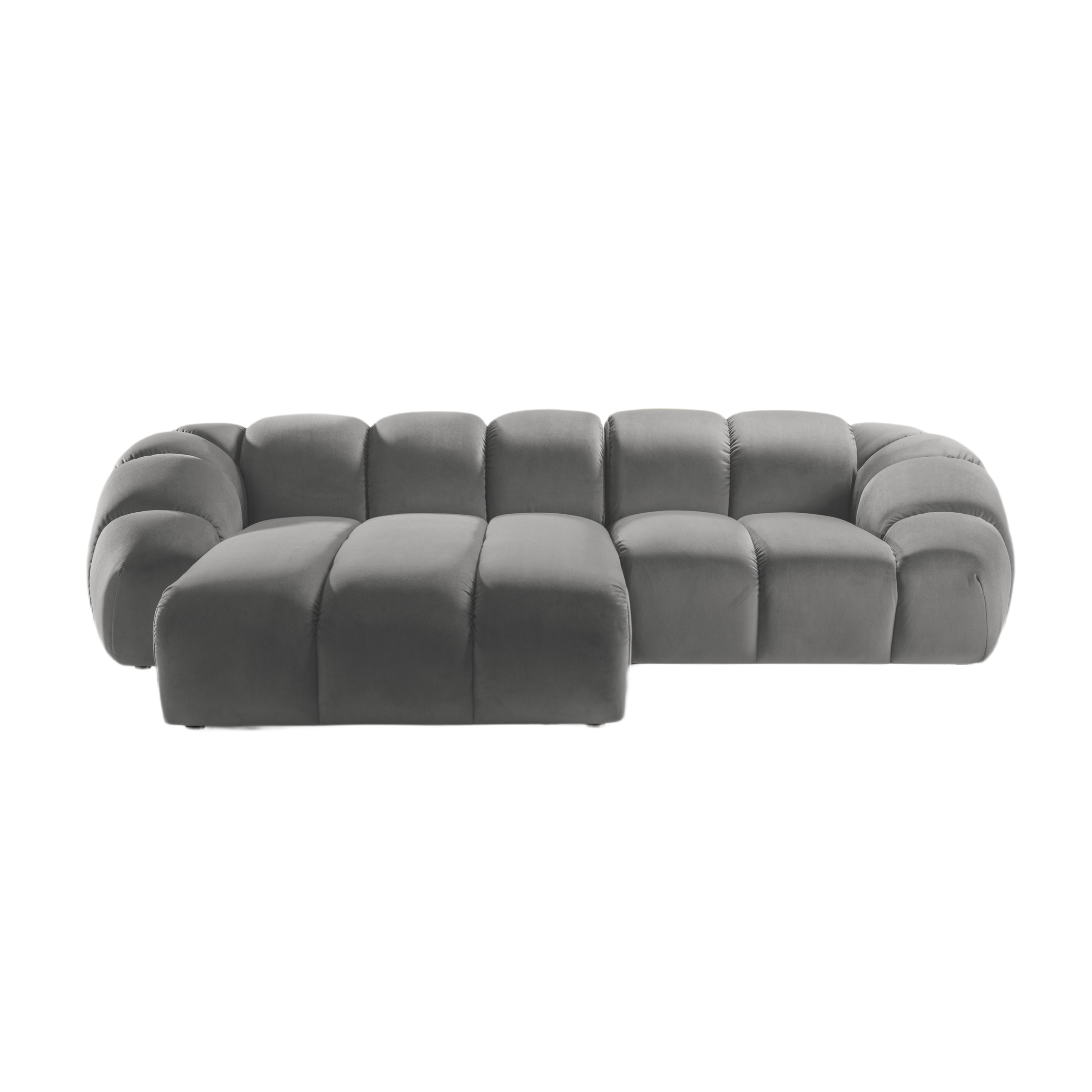 Velvet Left Corner Sofa, "Diana", 3 Seats, Gray, 294x182x72
Made in Europe