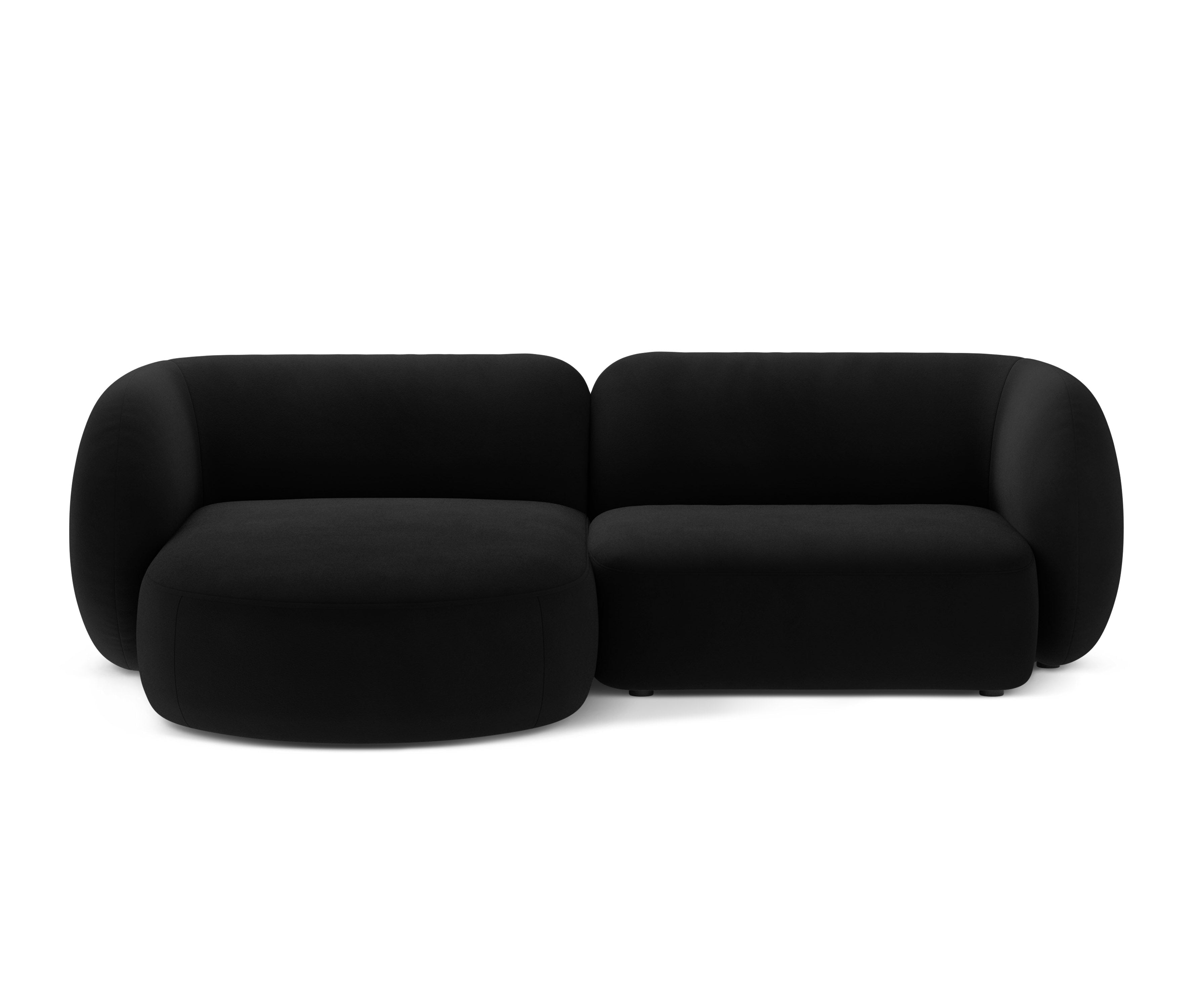 Samt-Ecksofa linksseitig für 2 Personen KATE in Schwarz