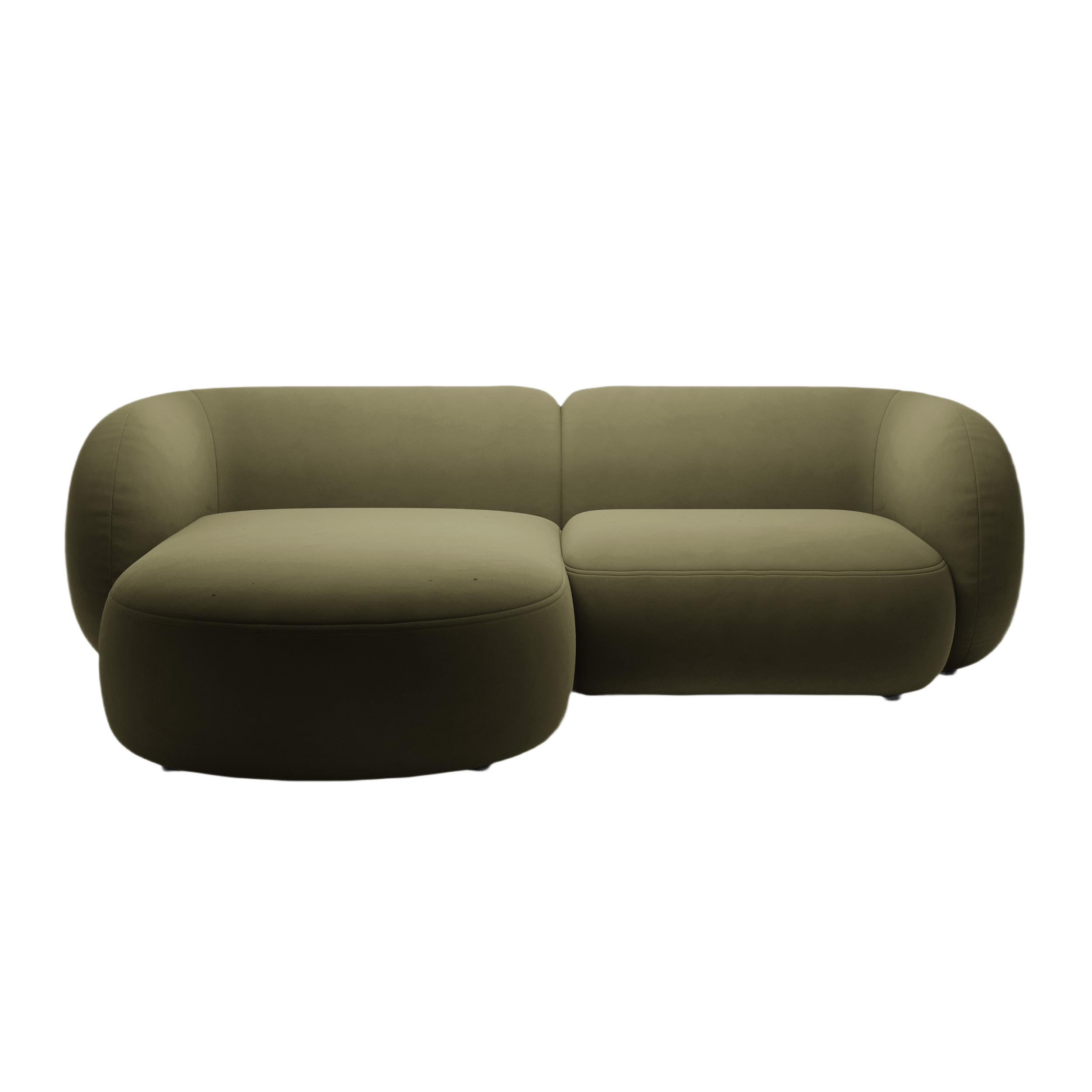 Samt-Ecksofa linksseitig 2-sitzig KATE grün