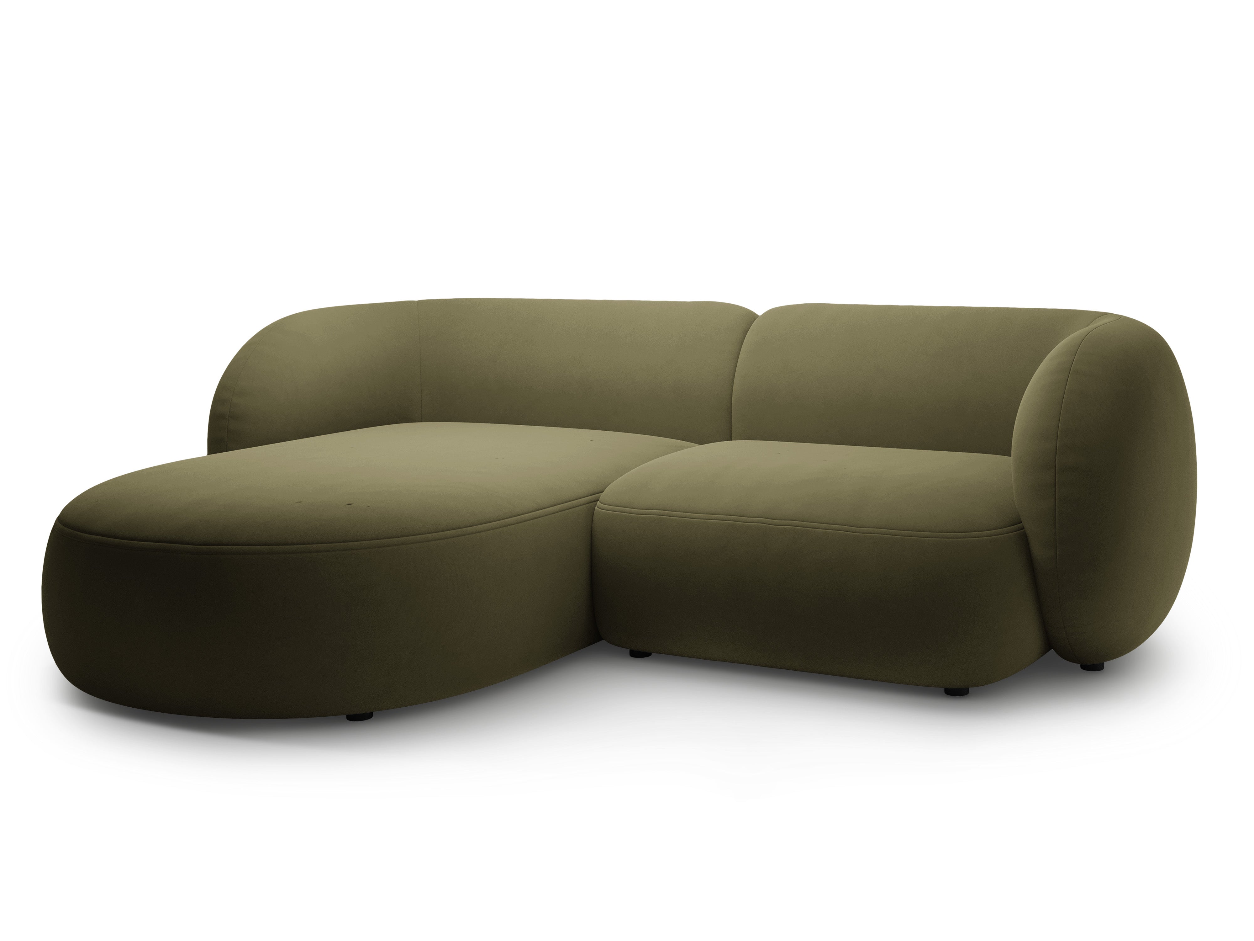 Samt-Ecksofa linksseitig 2-sitzig KATE grün