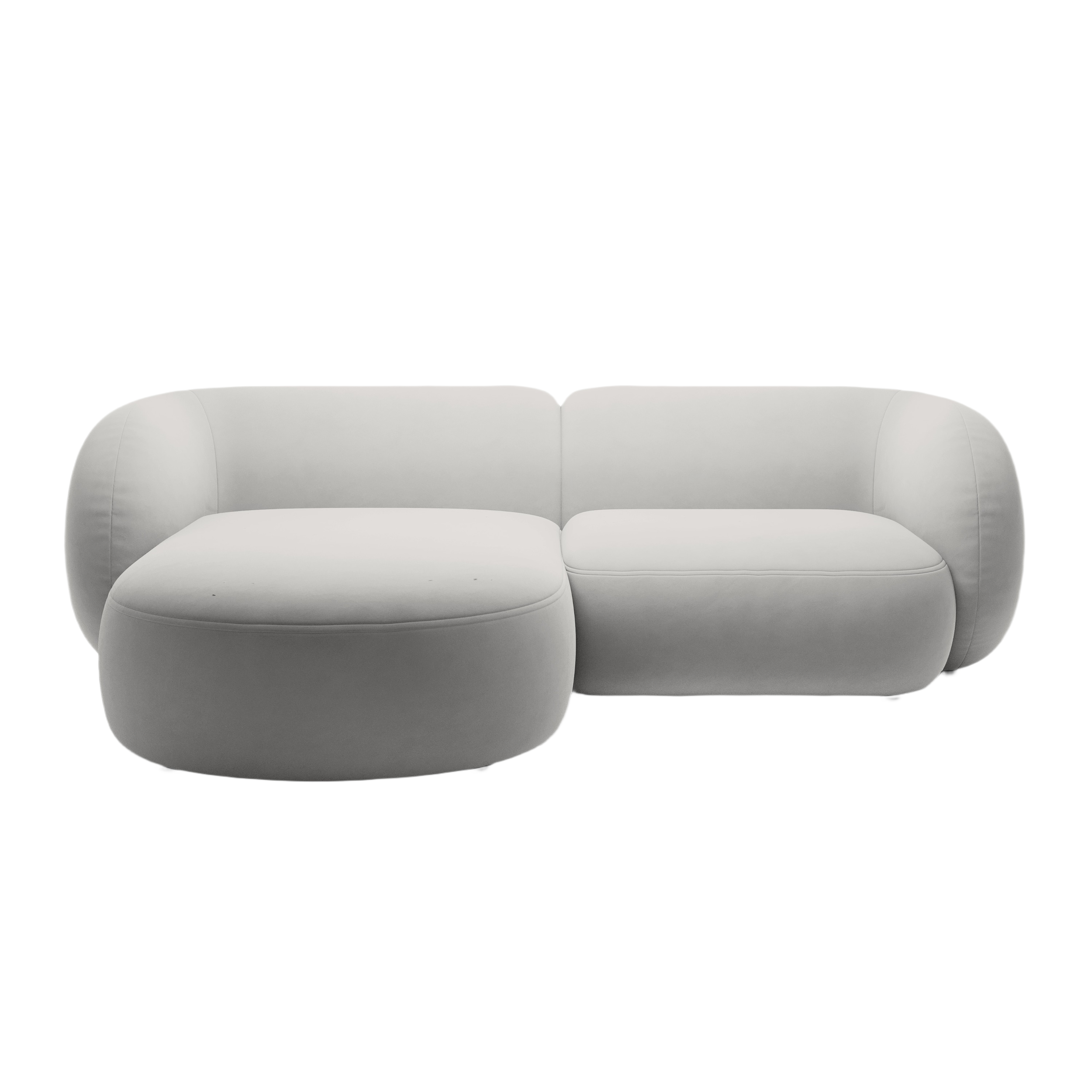 Left-facing velvet corner sofa for 2 people KATE light gray