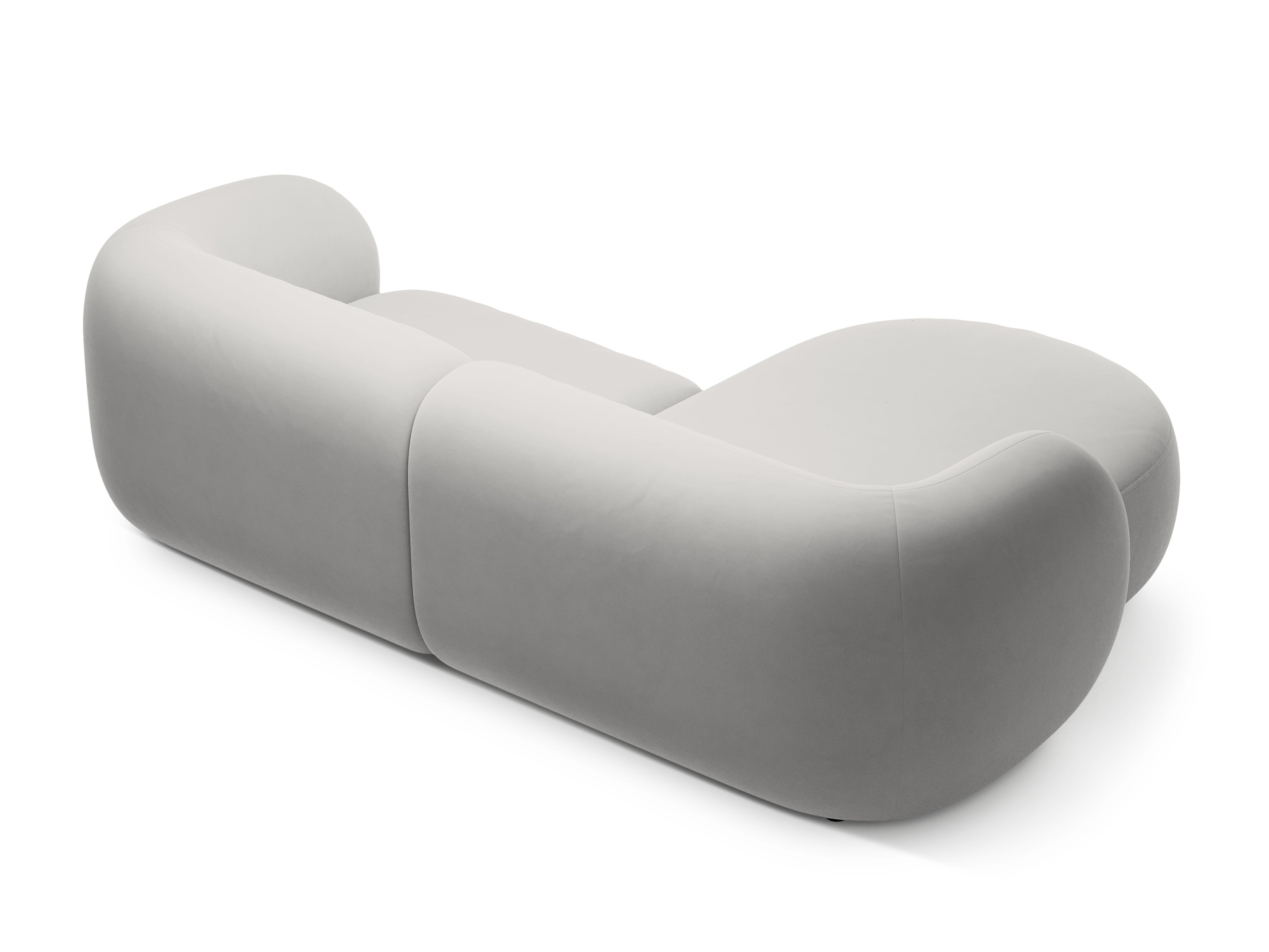 Left-facing velvet corner sofa for 2 people KATE light gray