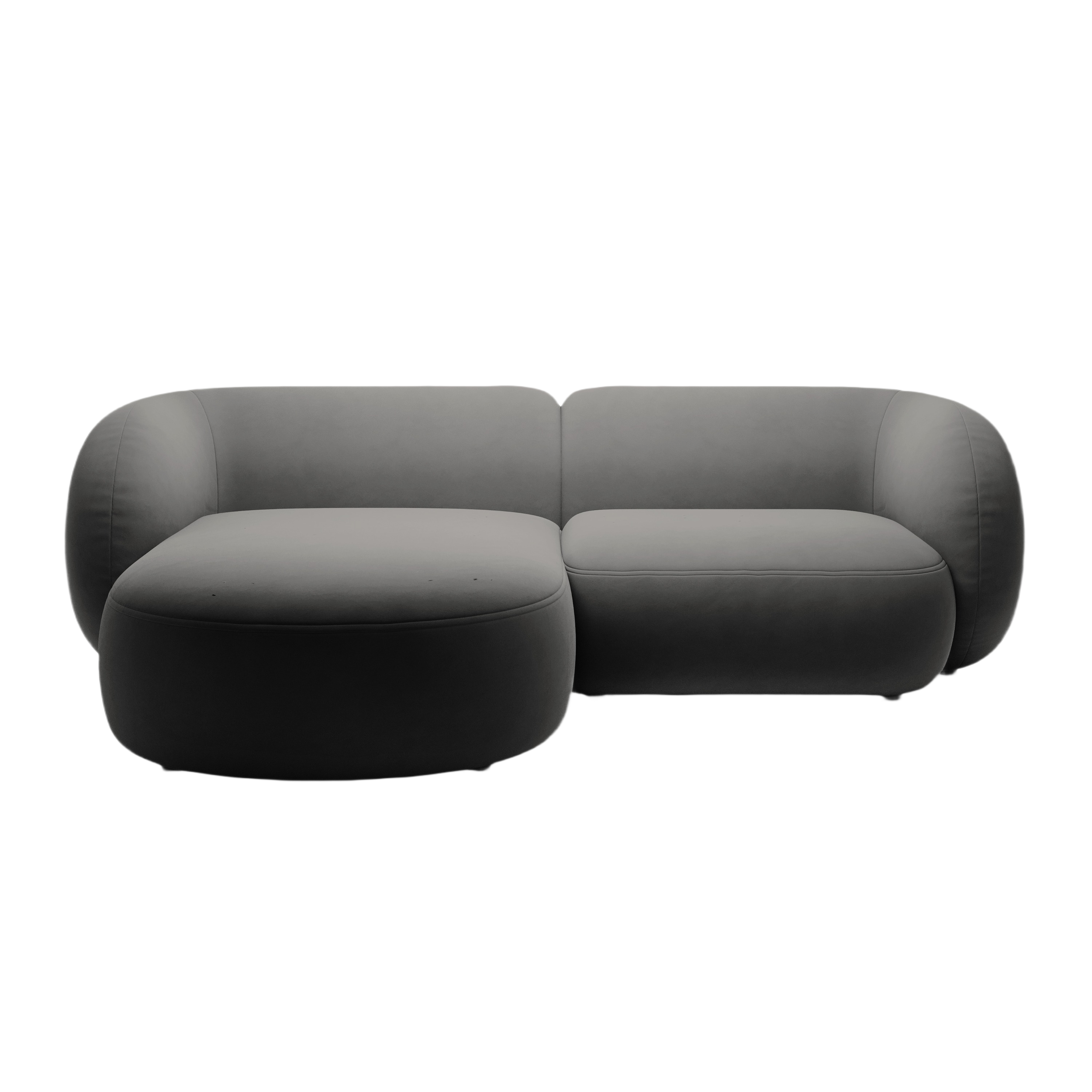 Left-facing velvet corner sofa for 2 people KATE dark gray