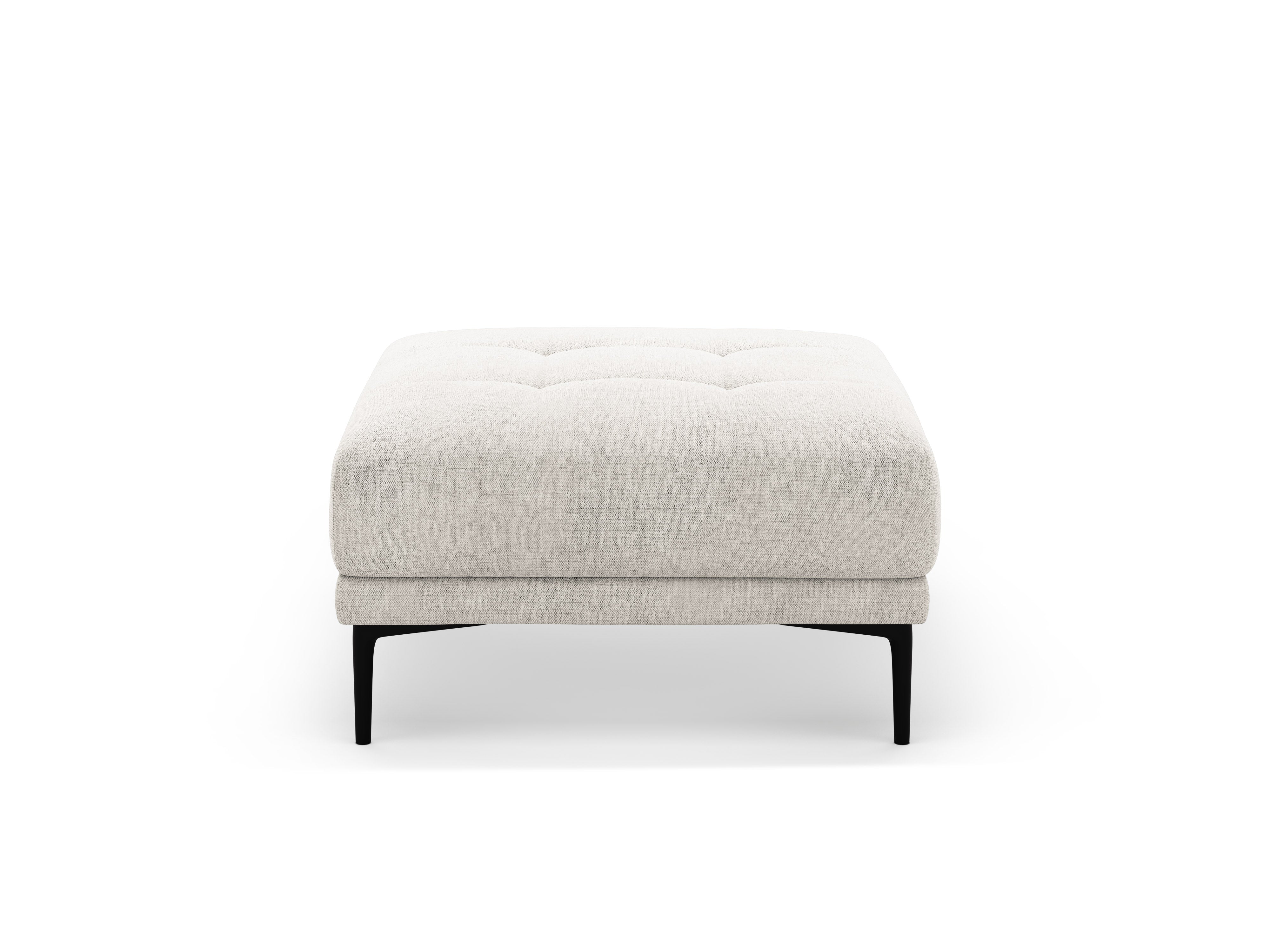 BEMY quadratischer Pouf aus beigem Chenille