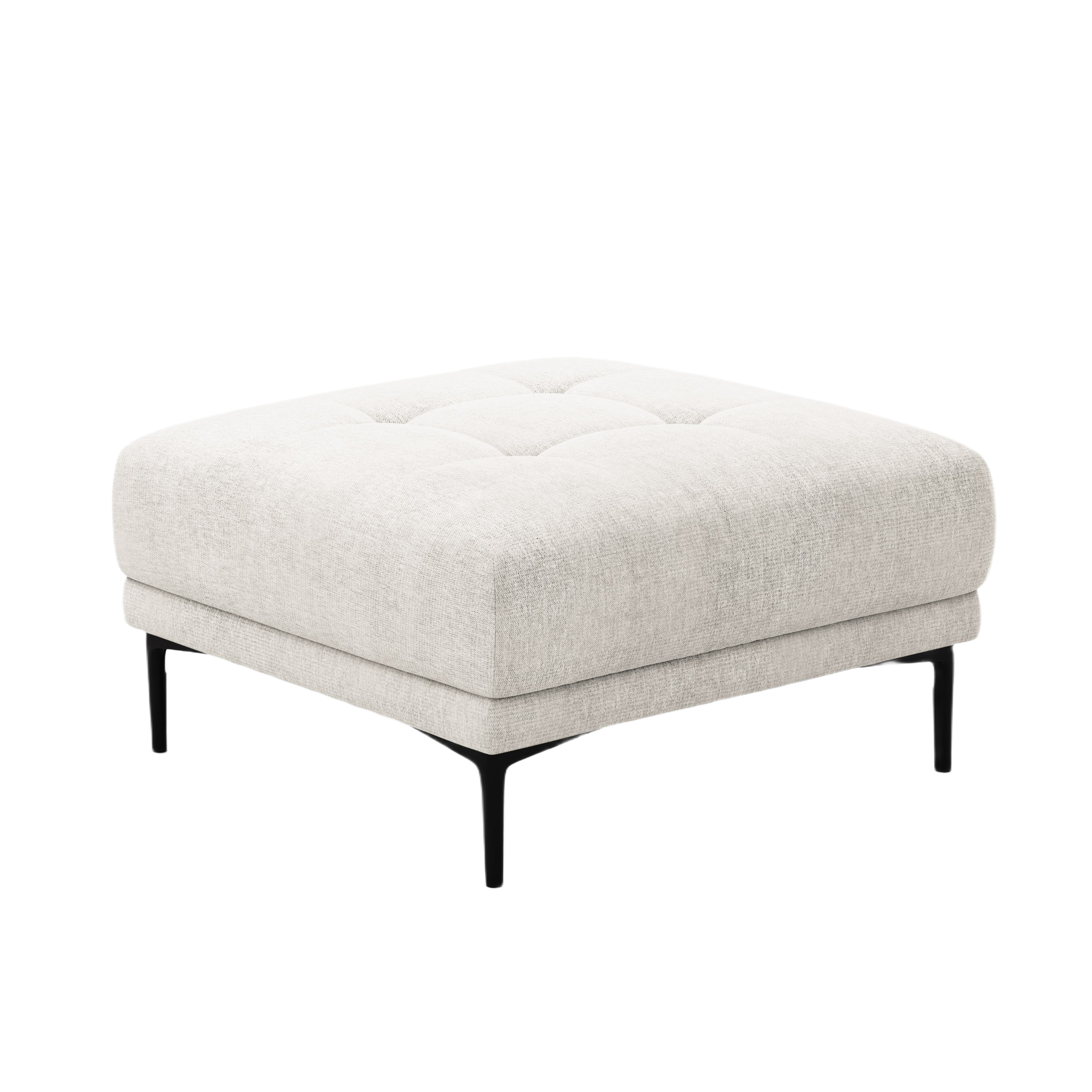 BEMY quadratischer Pouf aus beigem Chenille