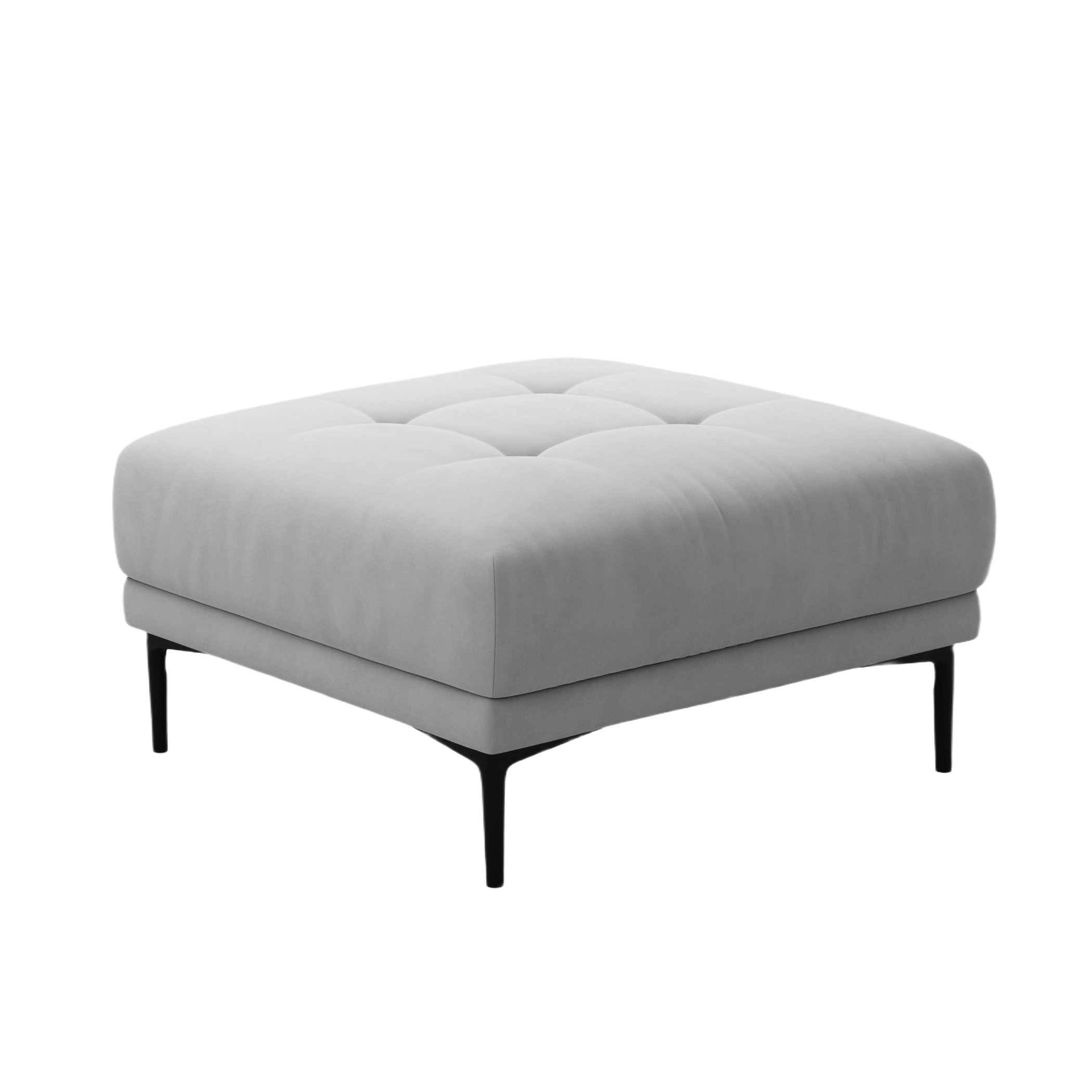 Quadratischer Samtpouf BEMY grau