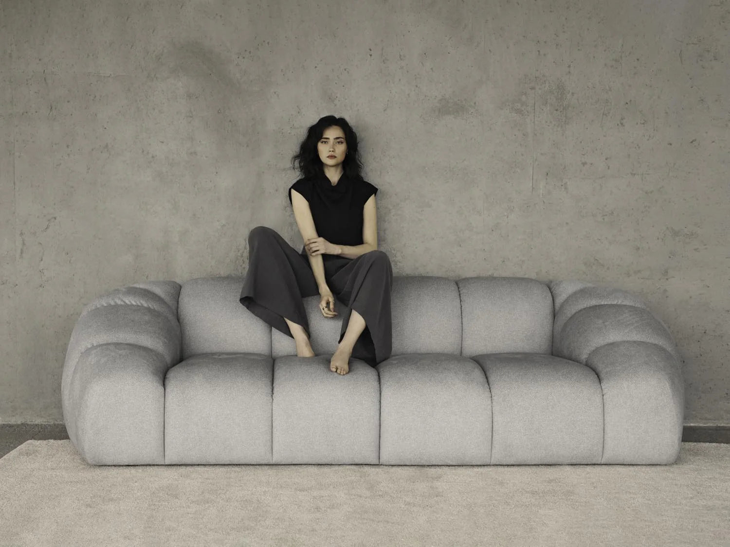 Sofa aus Samt 2-sitzig DIANA beige