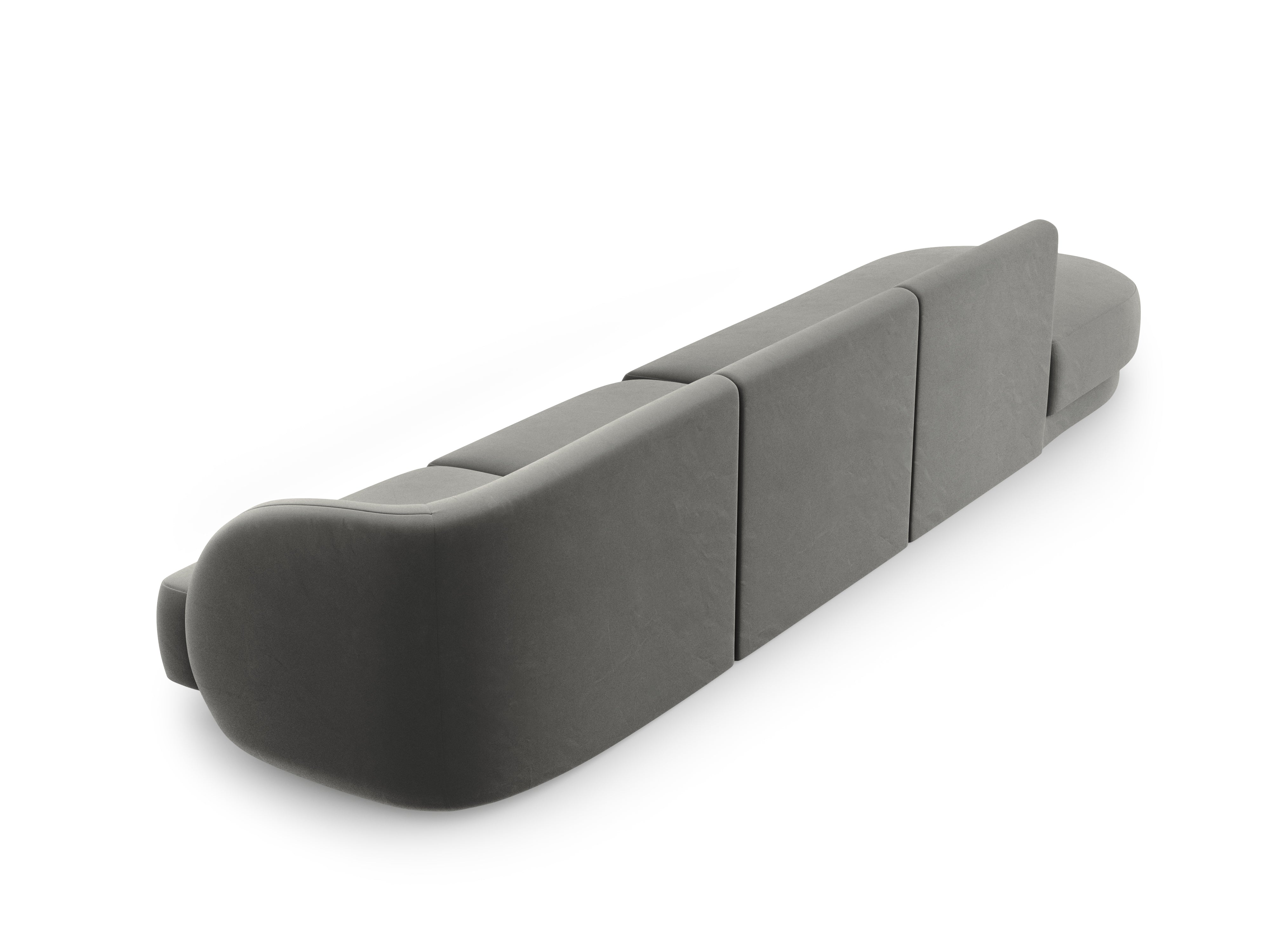Sofa aksamitna lewostronna 4-osobowa otwarta MILEY jasnoszary Micadoni Eye on Design