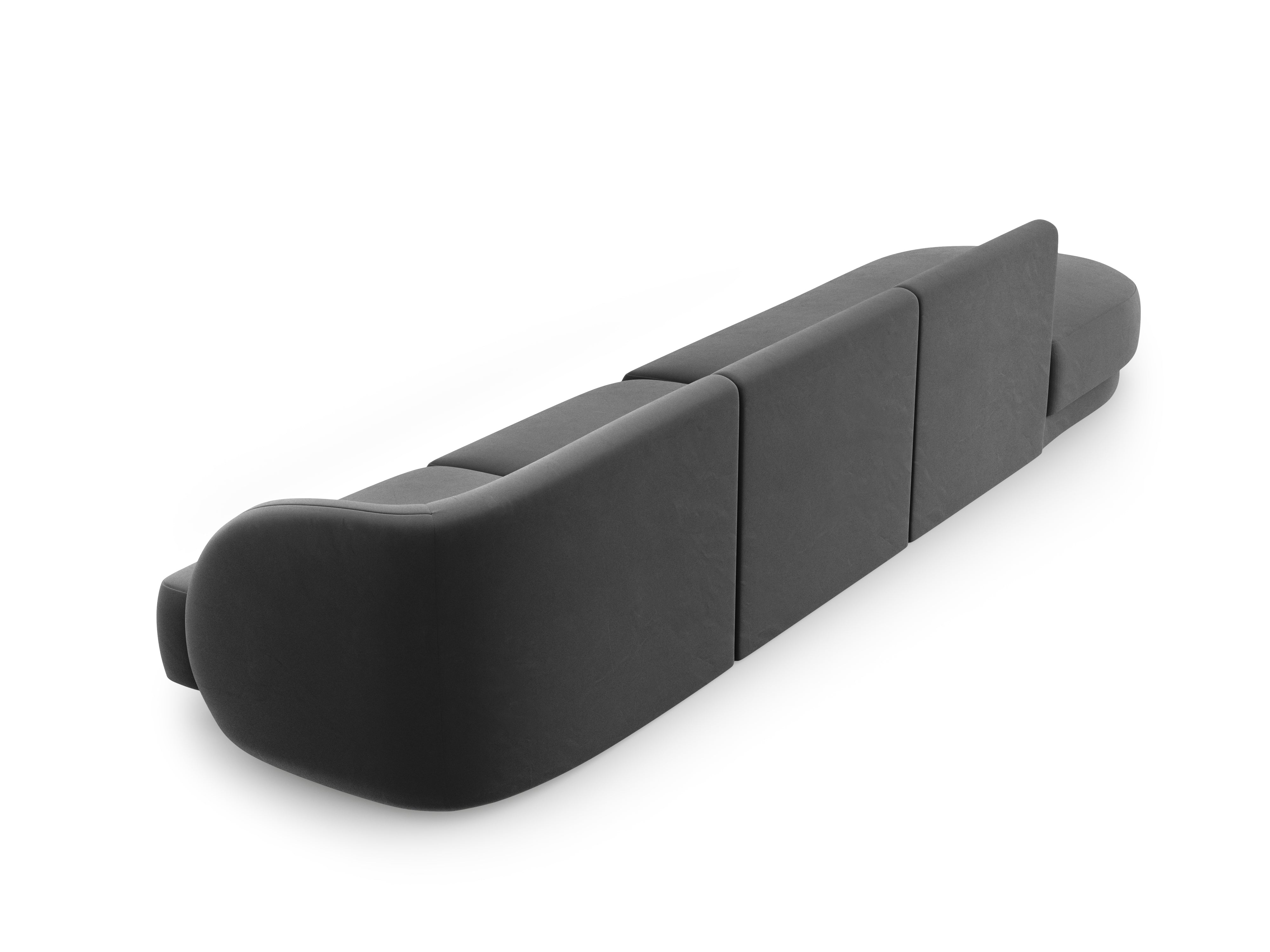 Sofa aksamitna lewostronna 4-osobowa otwarta MILEY ciemnoszary Micadoni Eye on Design