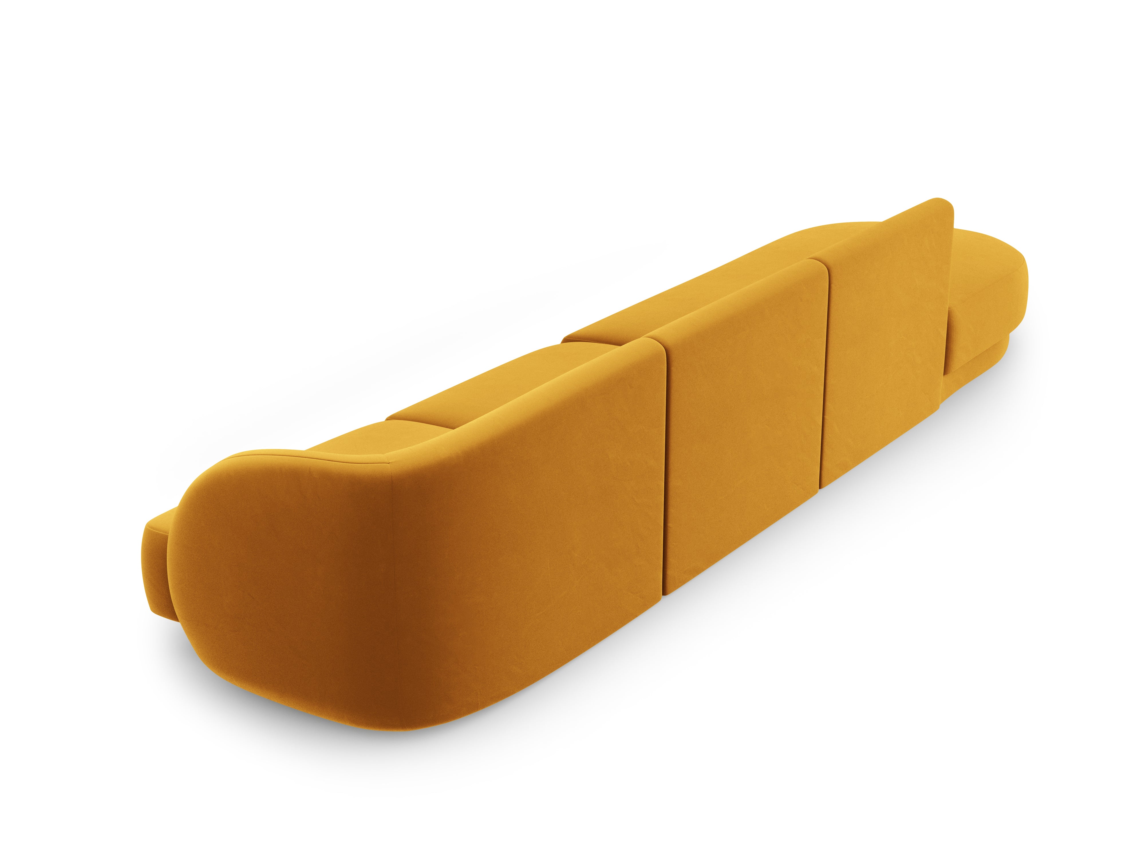 Sofa aksamitna lewostronna 4-osobowa otwarta MILEY żółty Micadoni Eye on Design