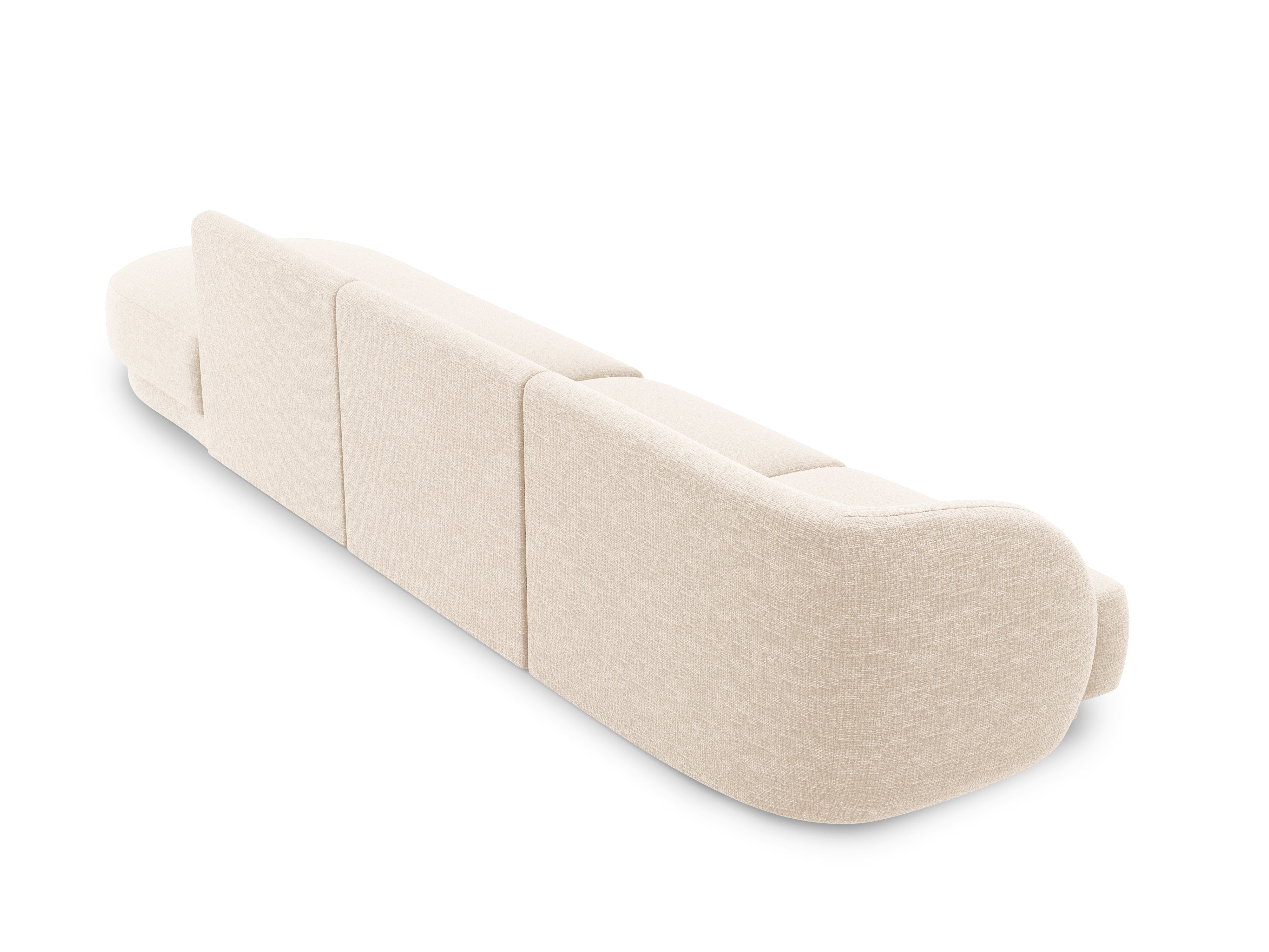 Sofa prawostronna 4-osobowa w tkaninie szenilowej otwarta MILEY jasnobeżowy Micadoni Eye on Design