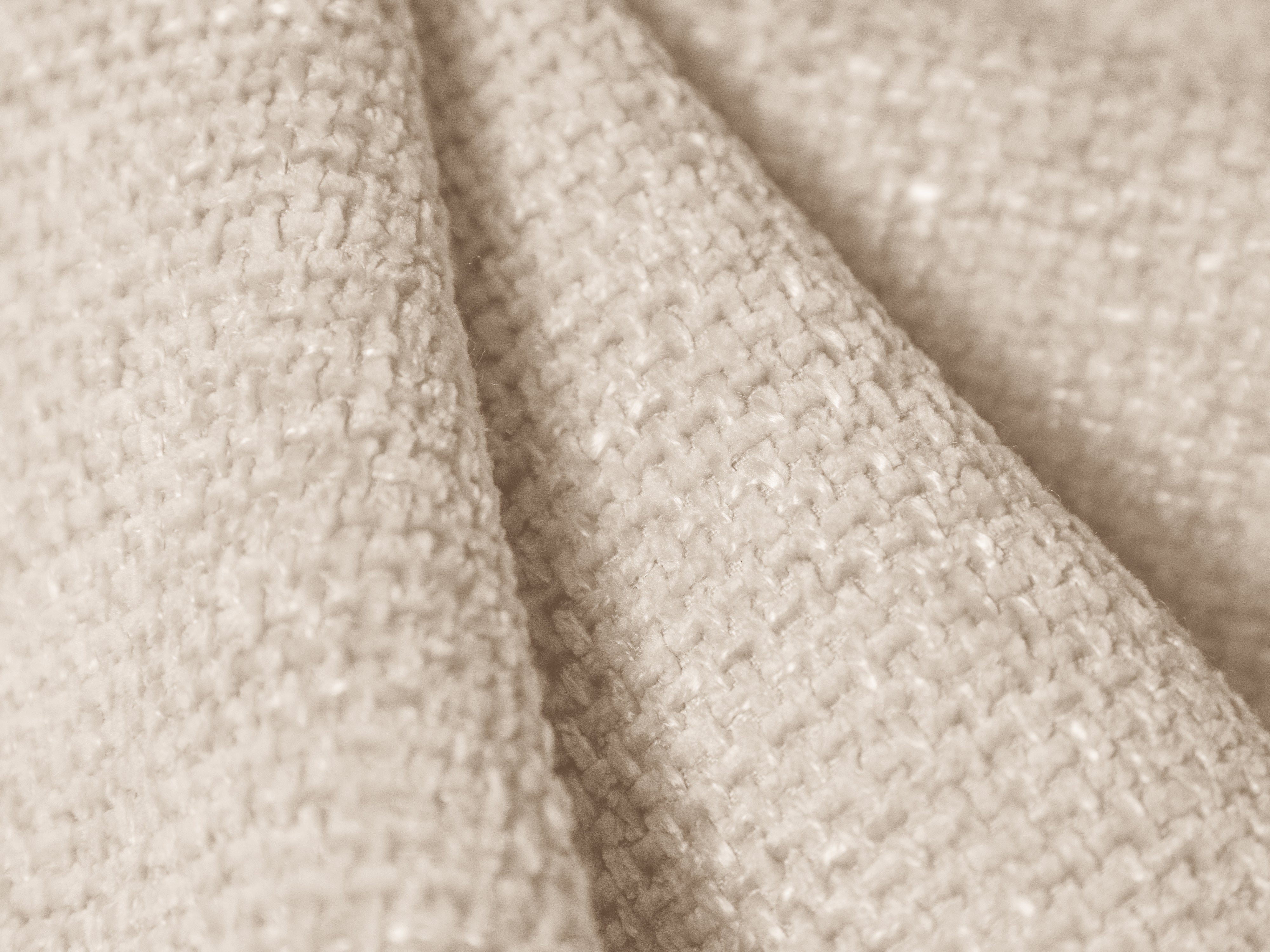 Sofa prawostronna 4-osobowa w tkaninie szenilowej otwarta MILEY jasnobeżowy Micadoni Eye on Design