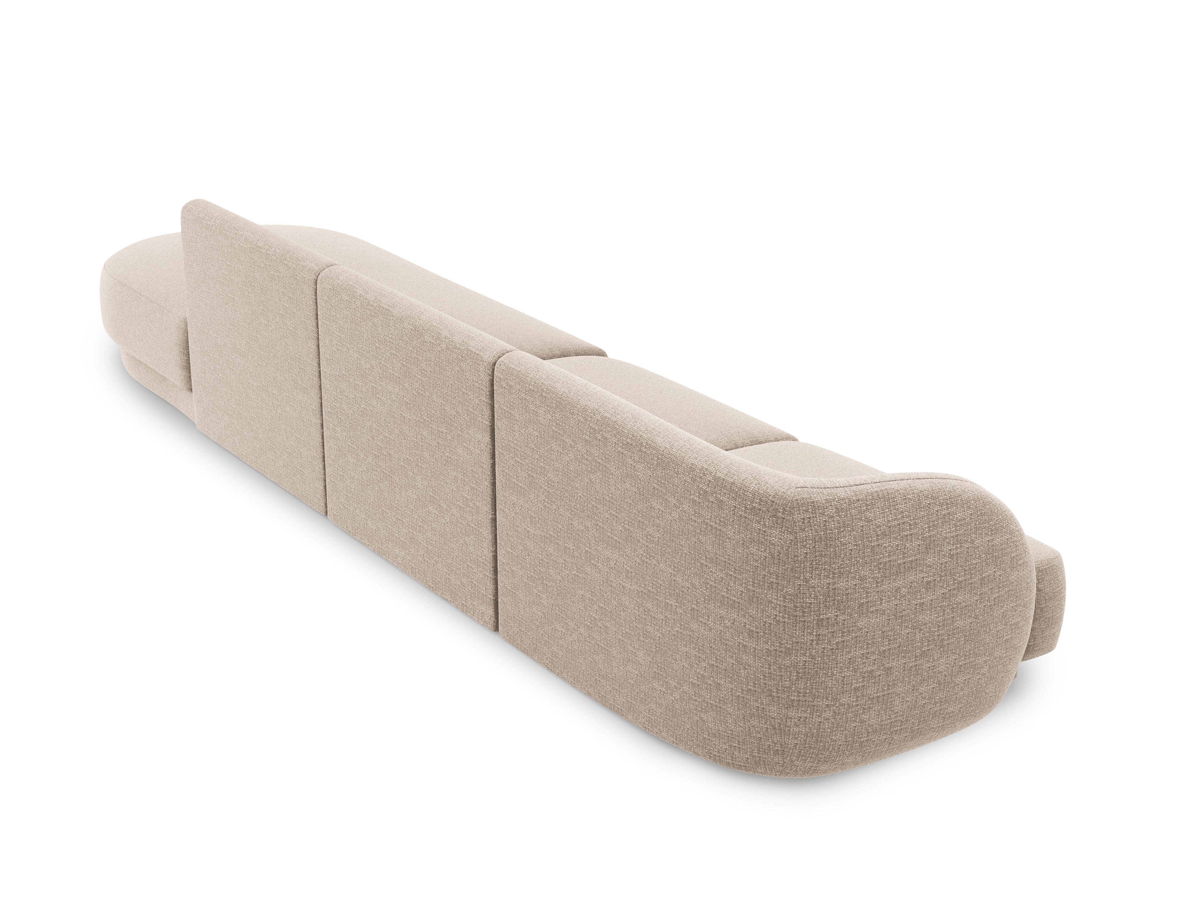 Sofa prawostronna 4-osobowa w tkaninie szenilowej otwarta MILEY beżowy Micadoni Eye on Design