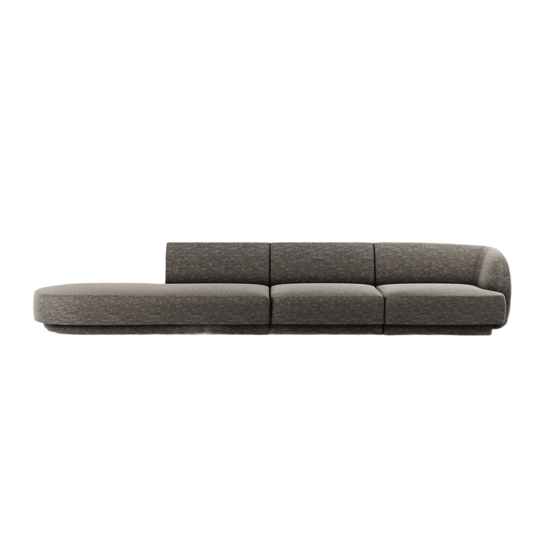 Left-facing 4-seater open sofa MILEY gray silky chenille