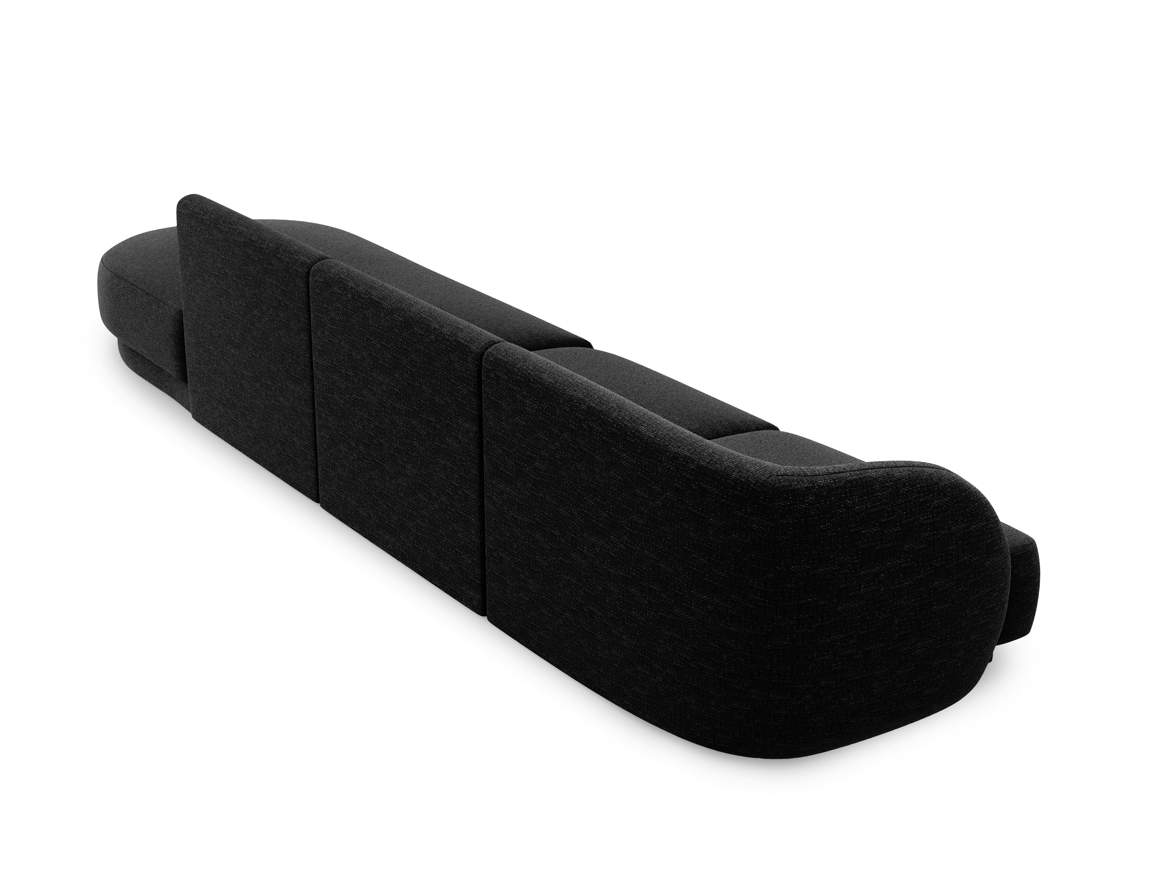 Sofa prawostronna 4-osobowa w tkaninie szenilowej otwarta MILEY czarny Micadoni Eye on Design