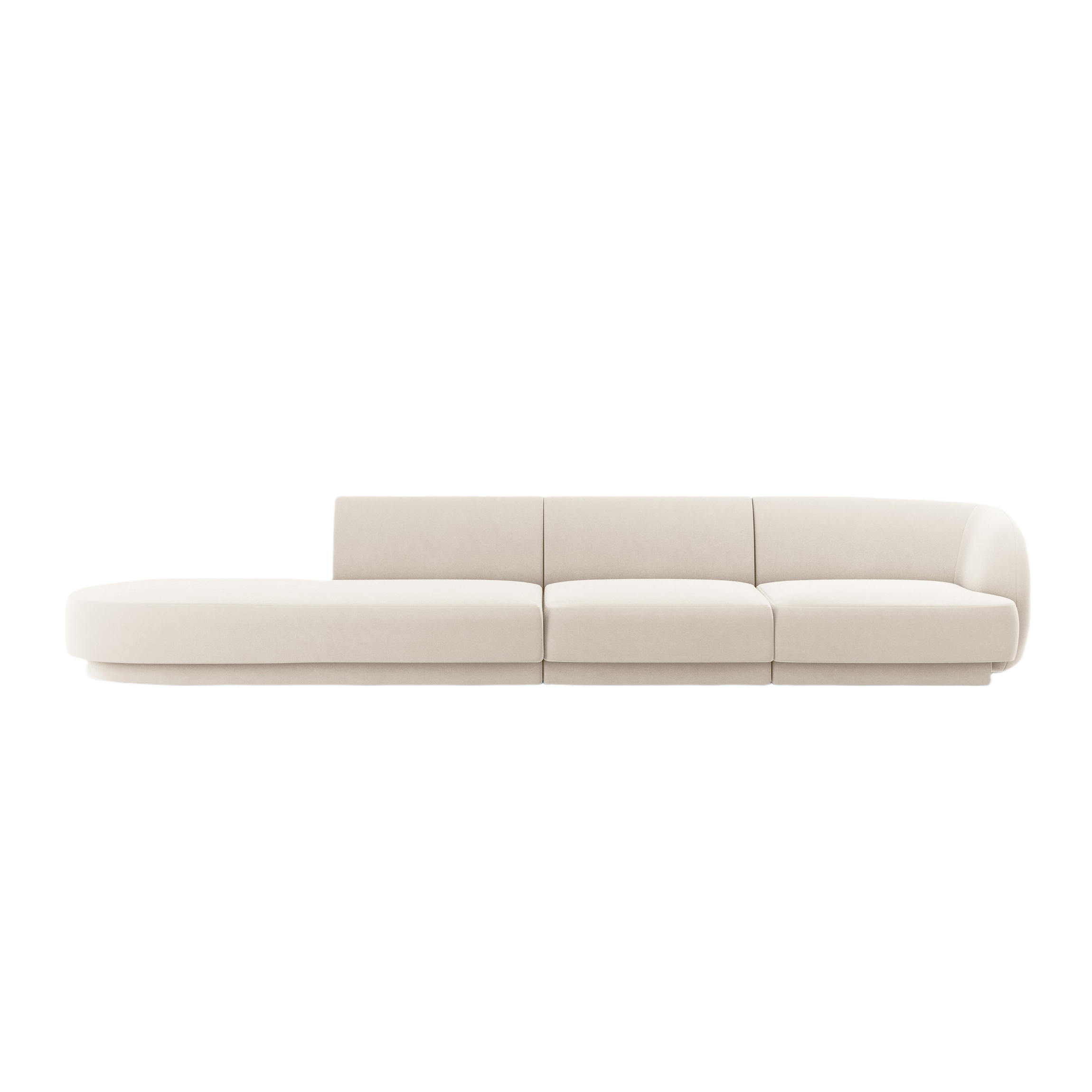 Open left-sided velvet sofa for 4 people MILEY beige