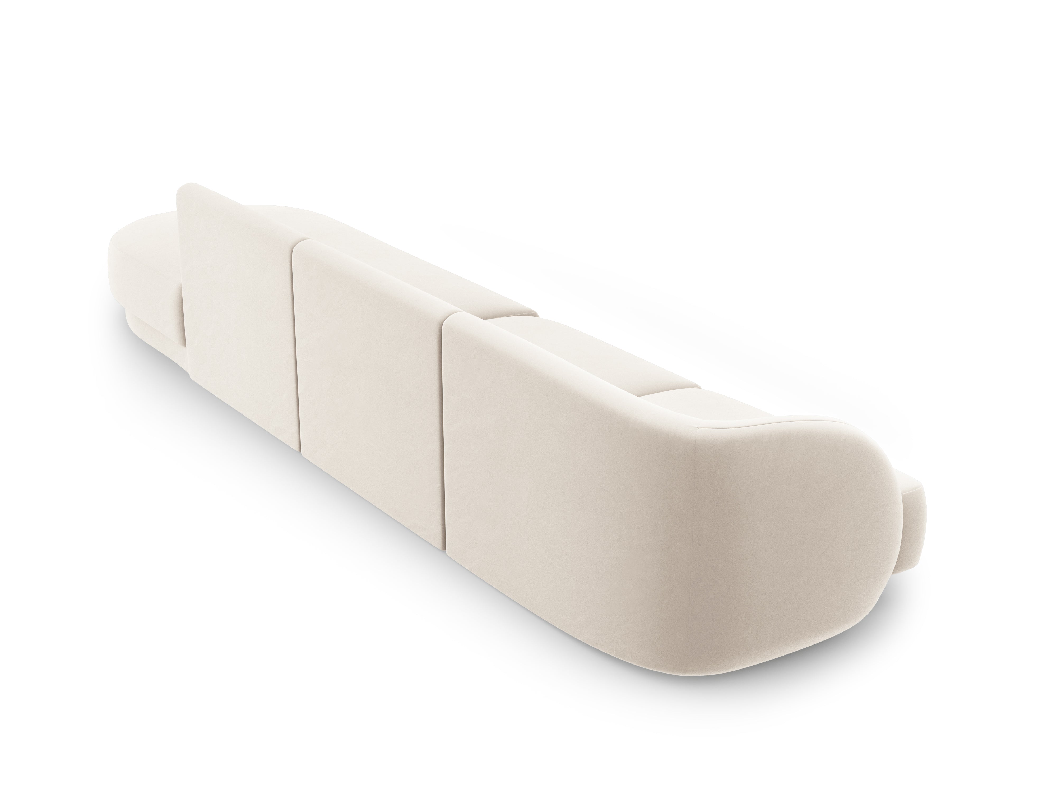 Sofa aksamitna prawostronna 4-osobowa otwarta MILEY beżowy Micadoni Eye on Design