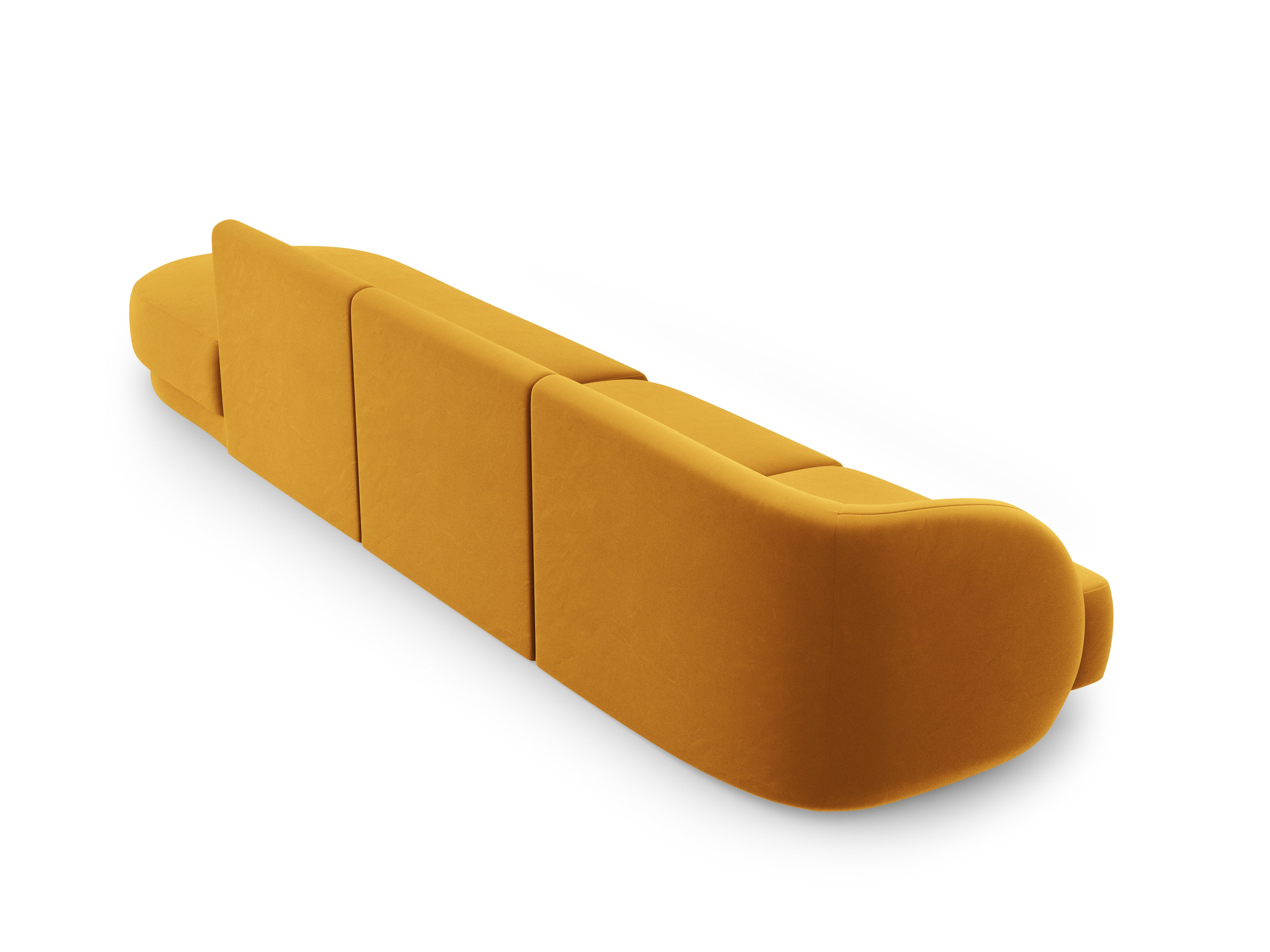 Sofa aksamitna prawostronna 4-osobowa otwarta MILEY żółty Micadoni Eye on Design
