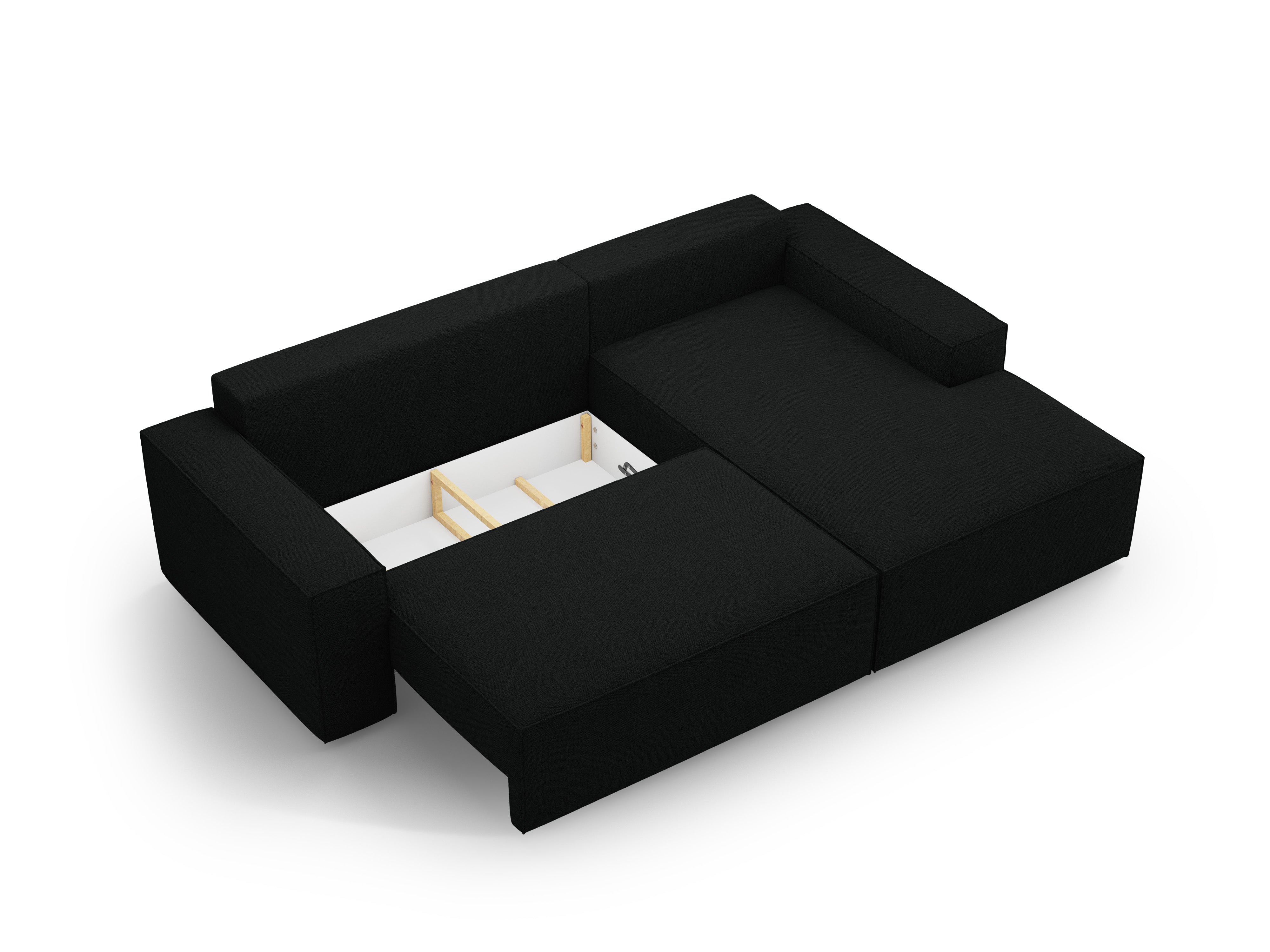 Rechtsseitige Schlafcouch JODIE in schwarzem Boucle