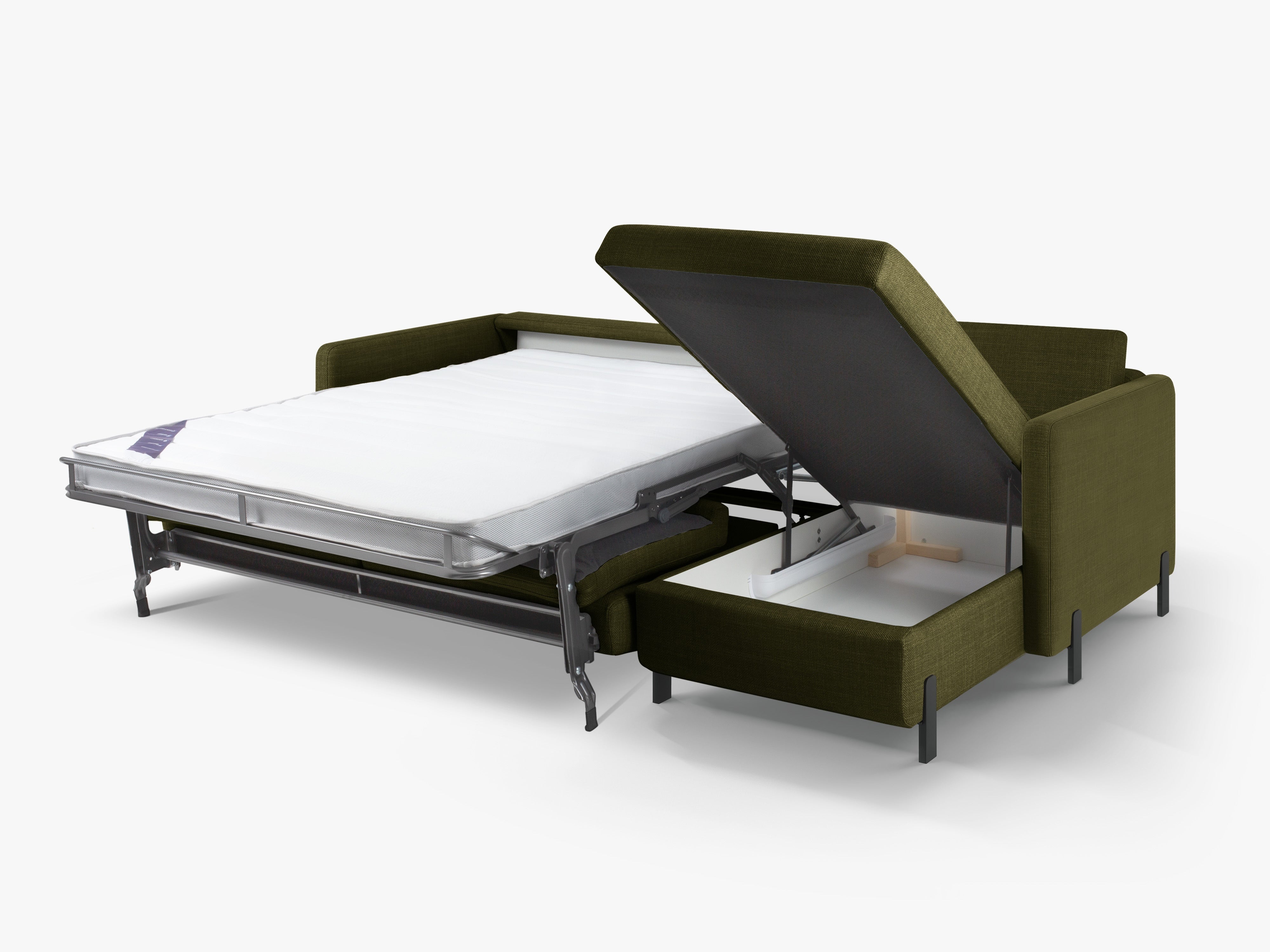 Right Corner Sofa with Bed Function and Box, "Gloria", 5 Seats, Green, 280x170x80
Made in Europe