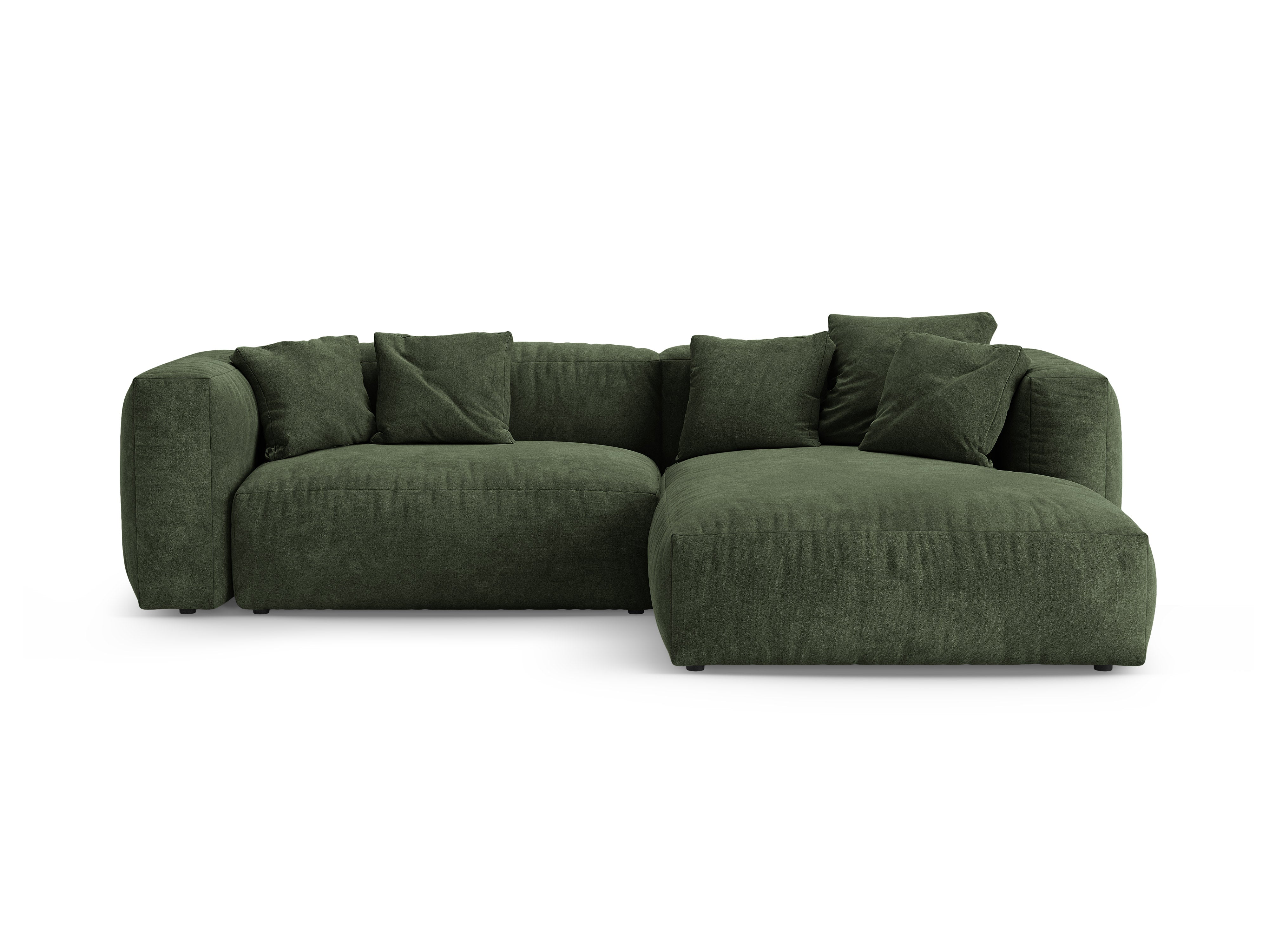 Green Velvet Right-Hand Corner Sofa with Sleeping Function MARTINA