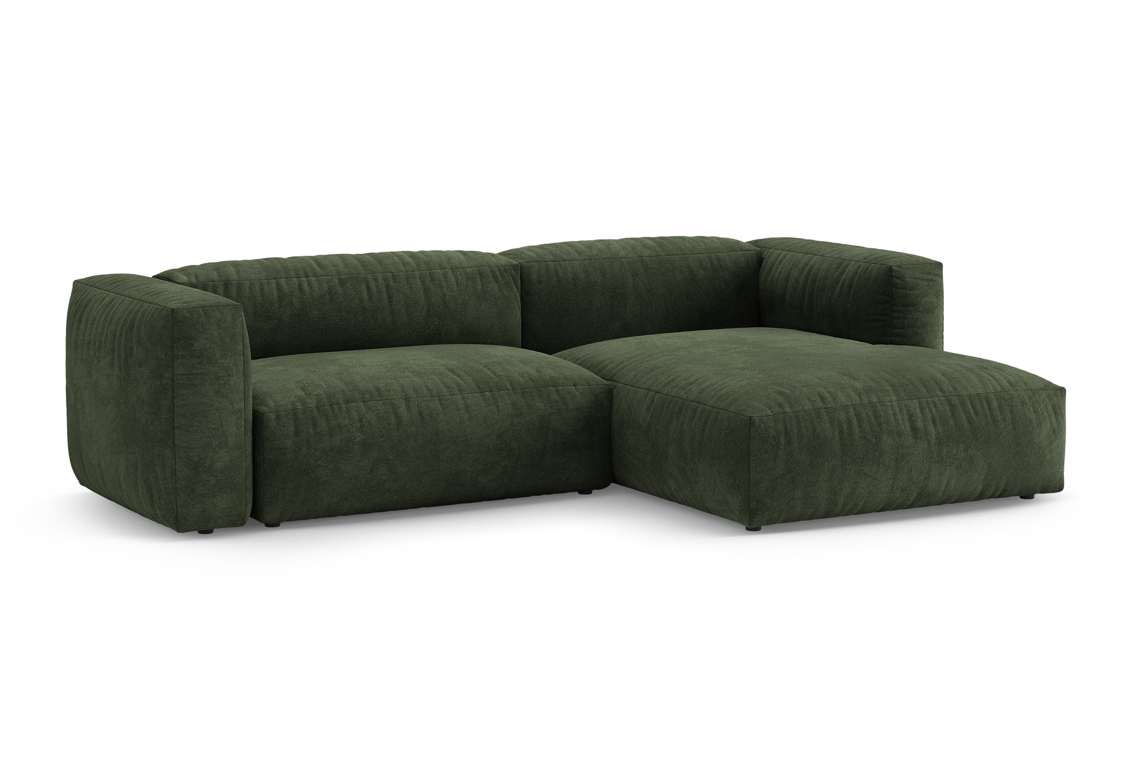 Green Velvet Right-Hand Corner Sofa with Sleeping Function MARTINA