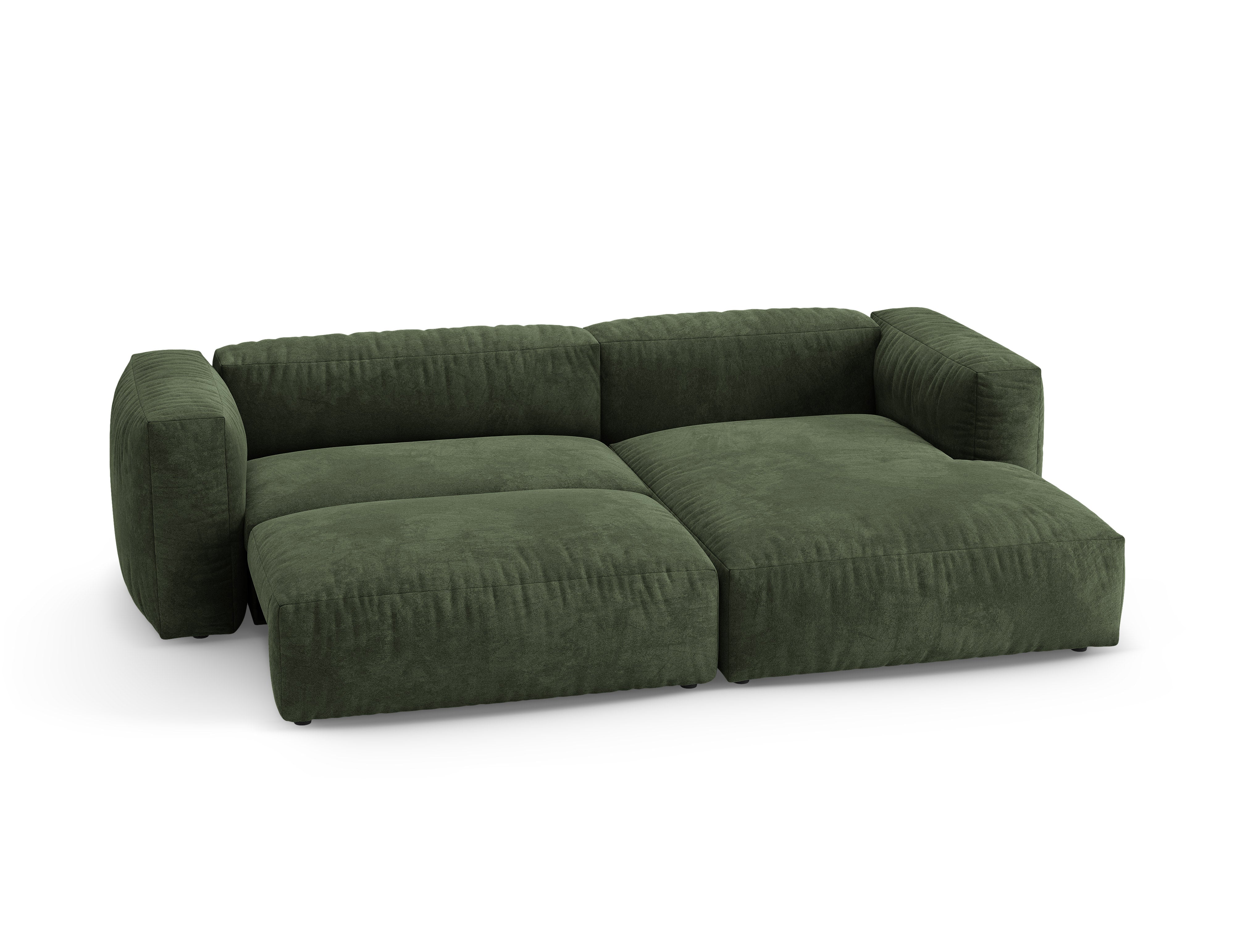 Green Velvet Right-Hand Corner Sofa with Sleeping Function MARTINA
