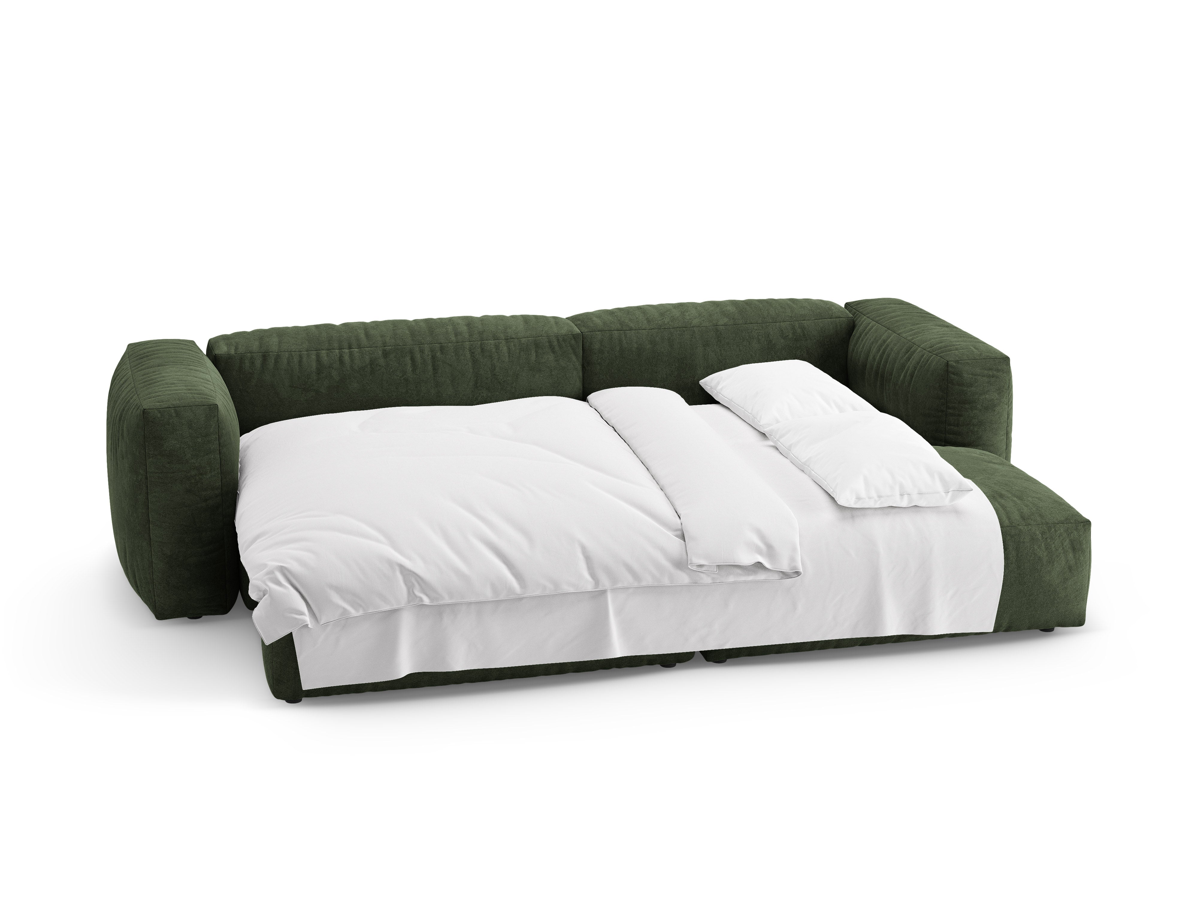 Green Velvet Right-Hand Corner Sofa with Sleeping Function MARTINA