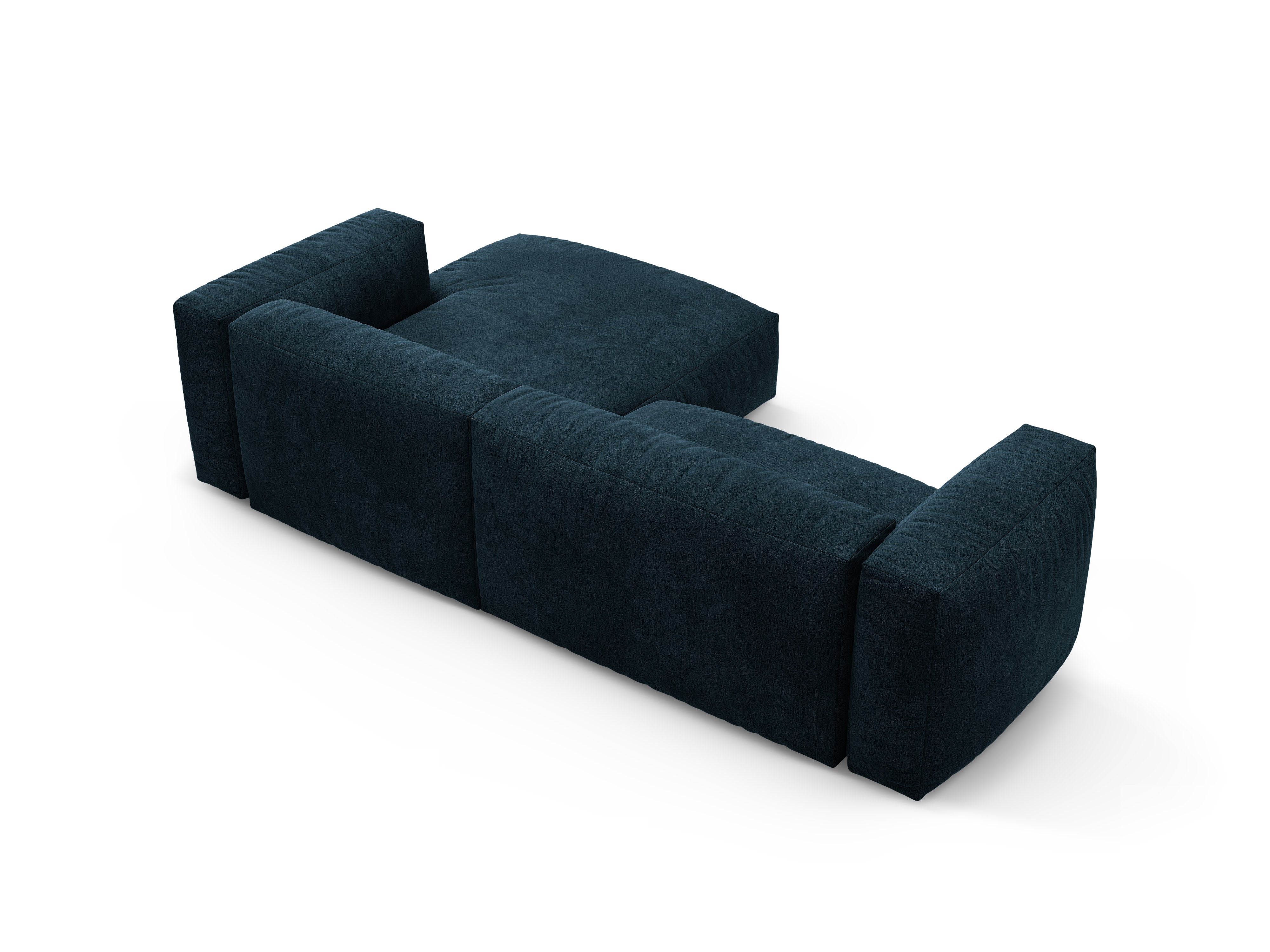 Samt-Ecksofa rechts mit Schlaffunktion MARTINA tiefes Petrol