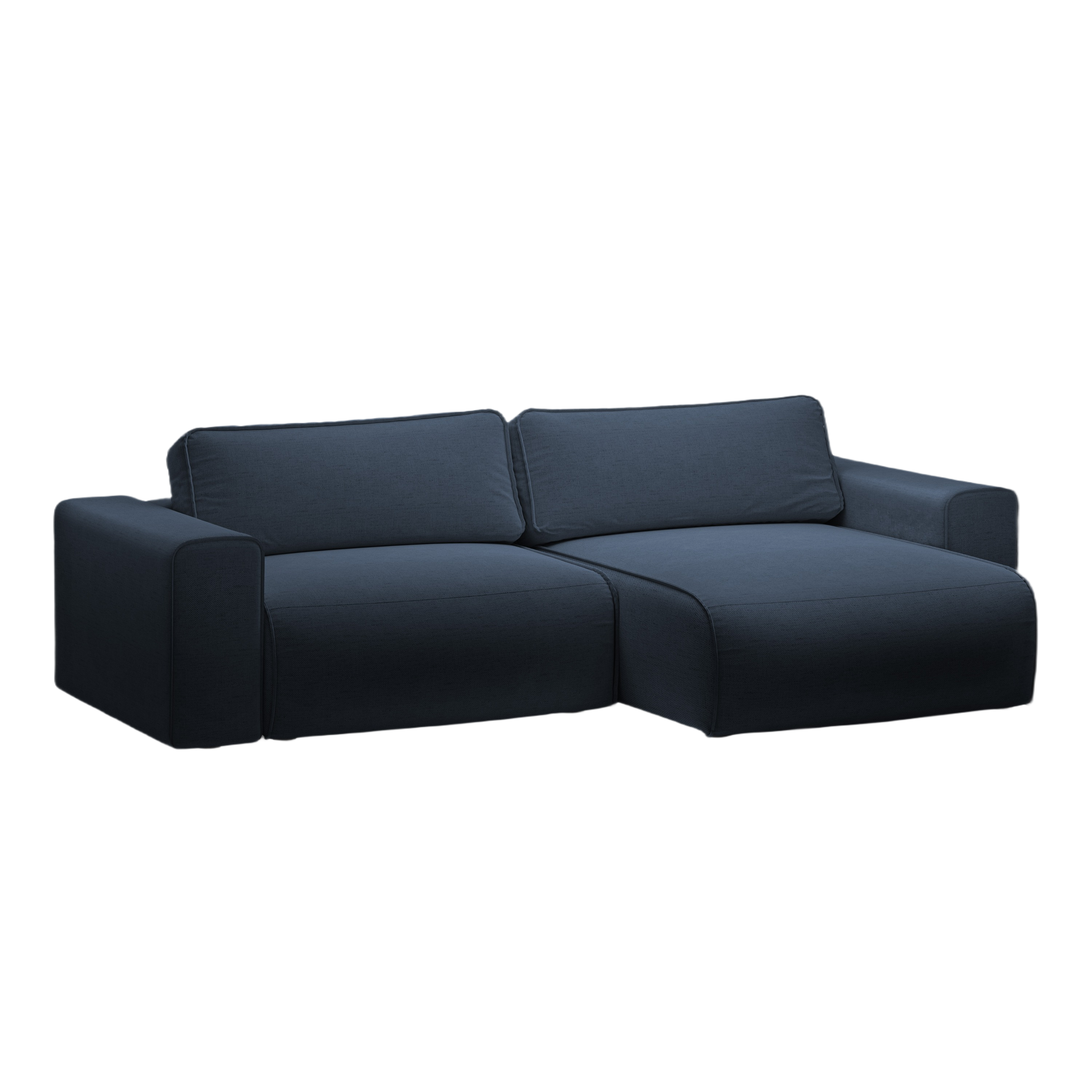 Right-facing 3-seater sofa bed VICTOR royal blue chenille