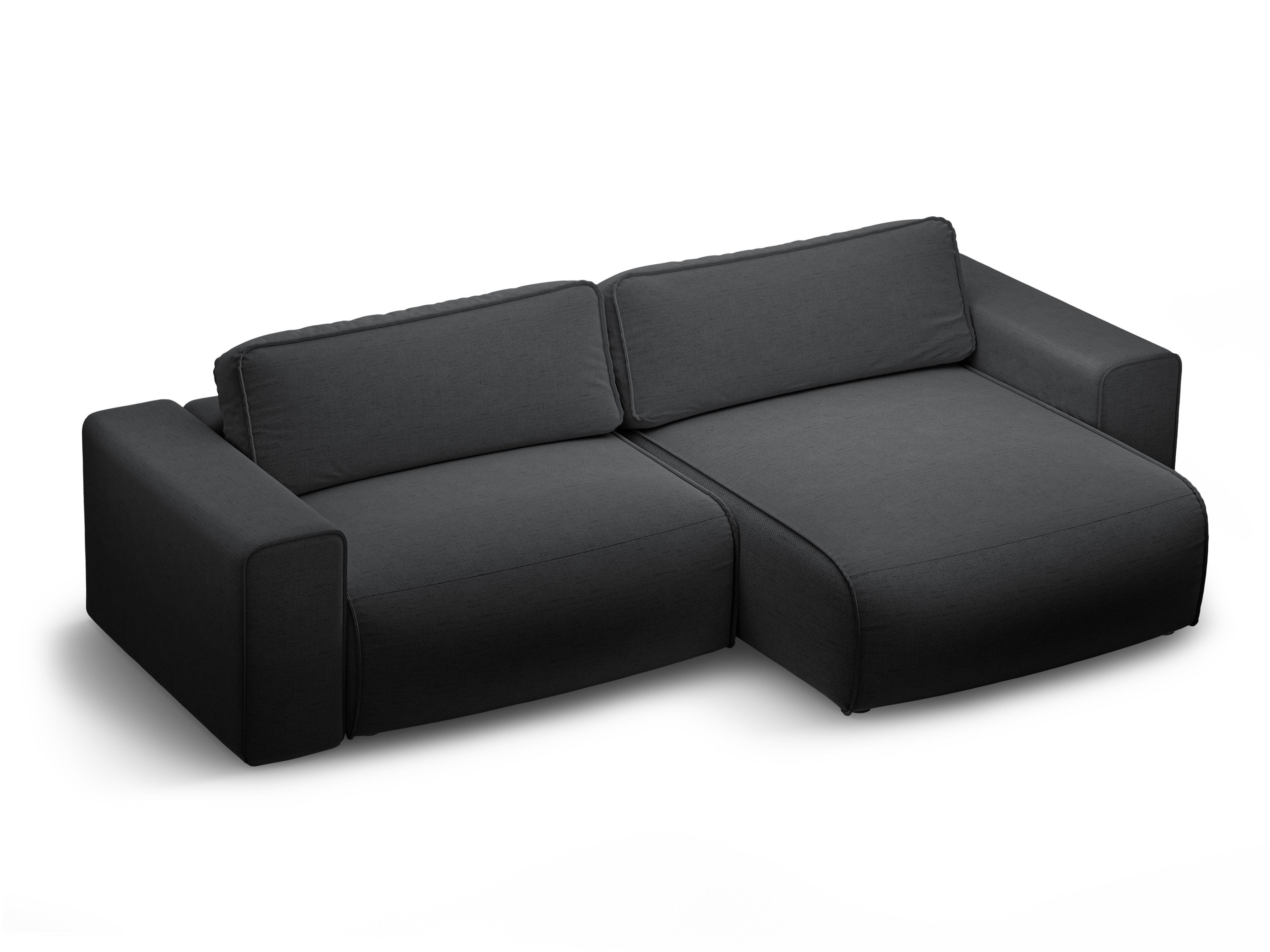 Rechtsseitiges 3-Sitzer-Sofa mit Schlaffunktion VICTOR in anthrazitfarbenem Chenille