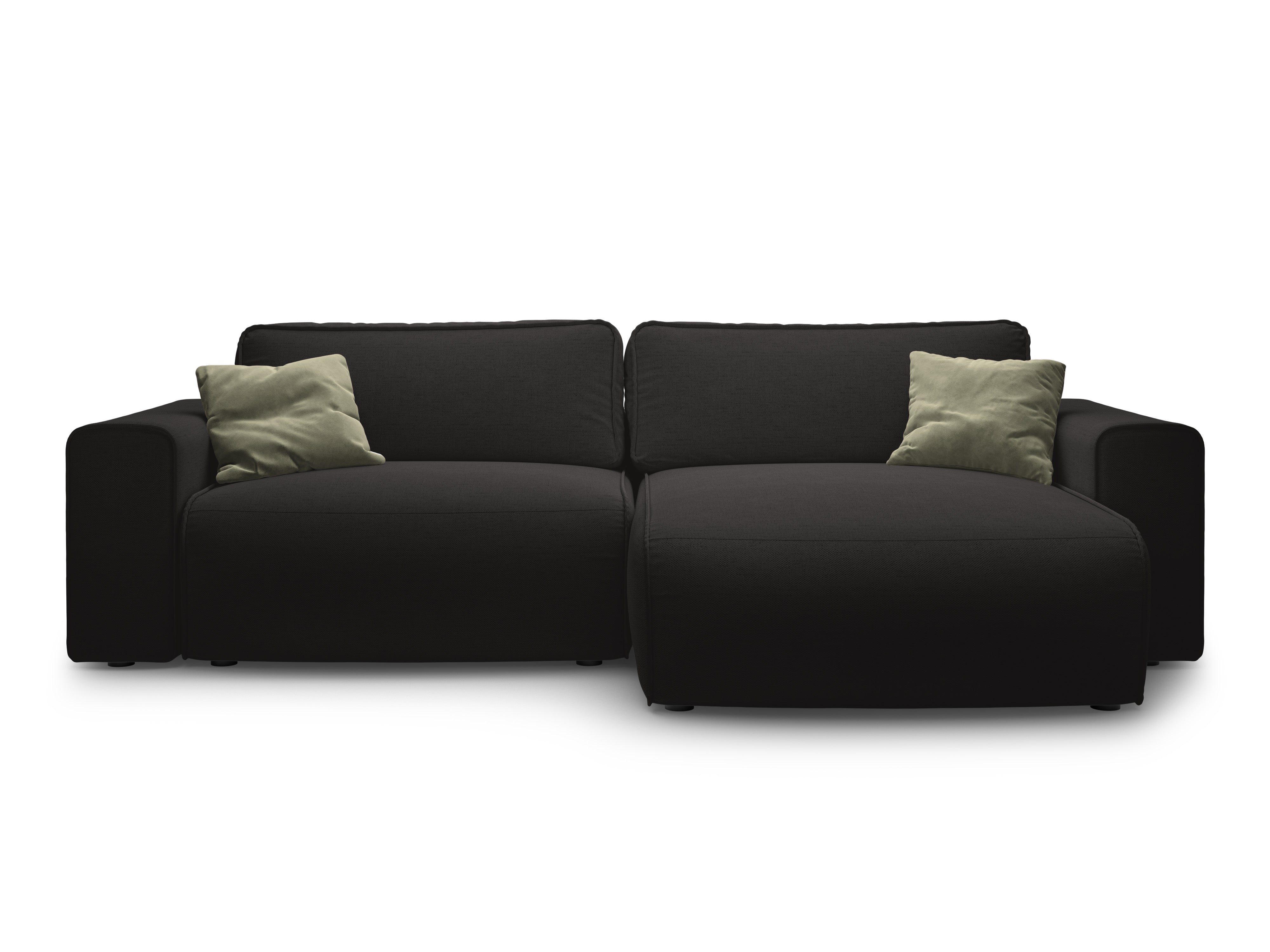 Rechtsseitiges 3-Sitzer-Sofa mit Schlaffunktion VICTOR in schwarzem Chenille