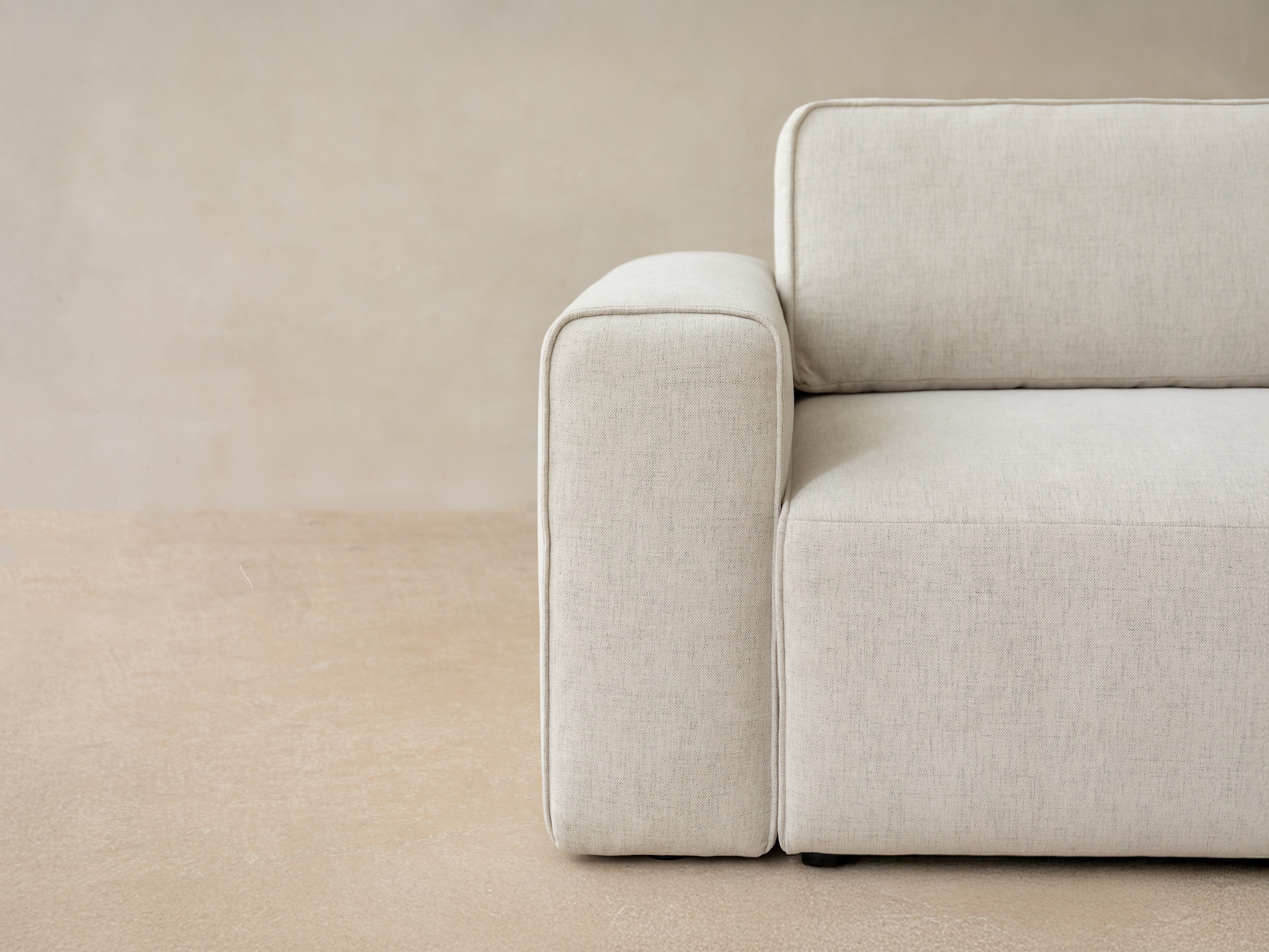 Samt-Ecksofa rechtsseitig 3-sitzig mit Schlaffunktion VICTOR beige