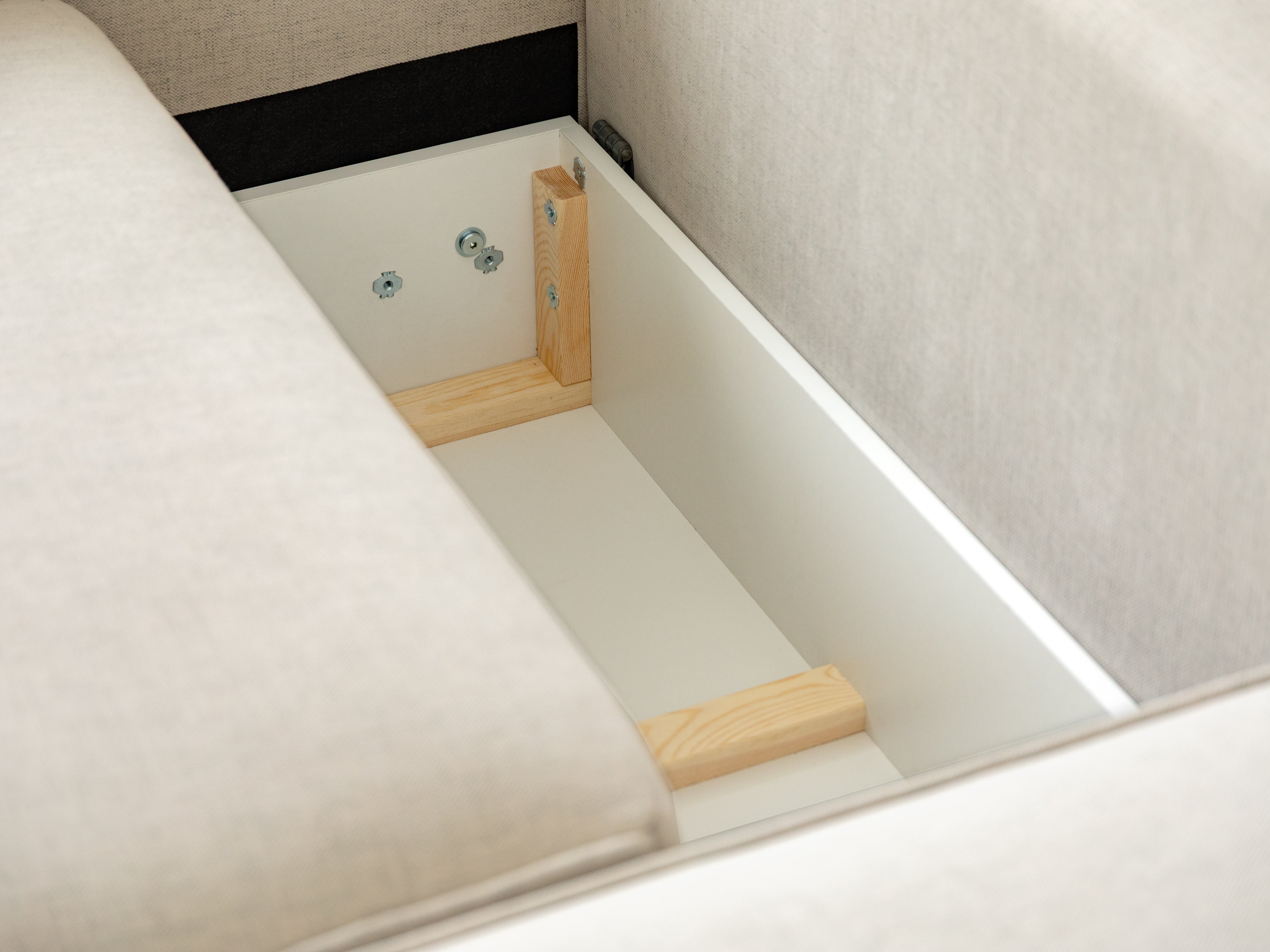 Samt-Ecksofa rechtsseitig 3-sitzig mit Schlaffunktion VICTOR beige