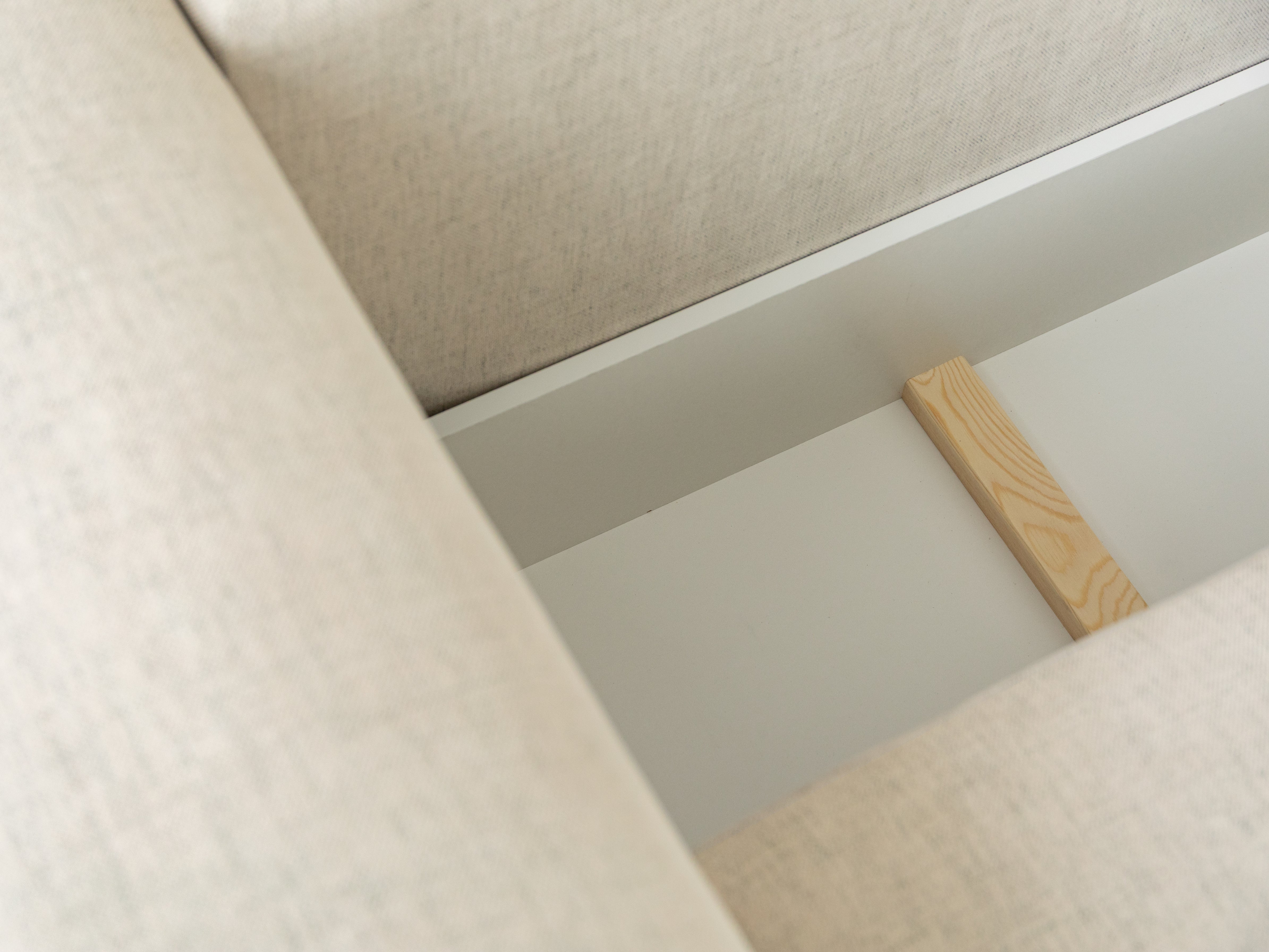 Samt-Ecksofa rechtsseitig 3-sitzig mit Schlaffunktion VICTOR beige