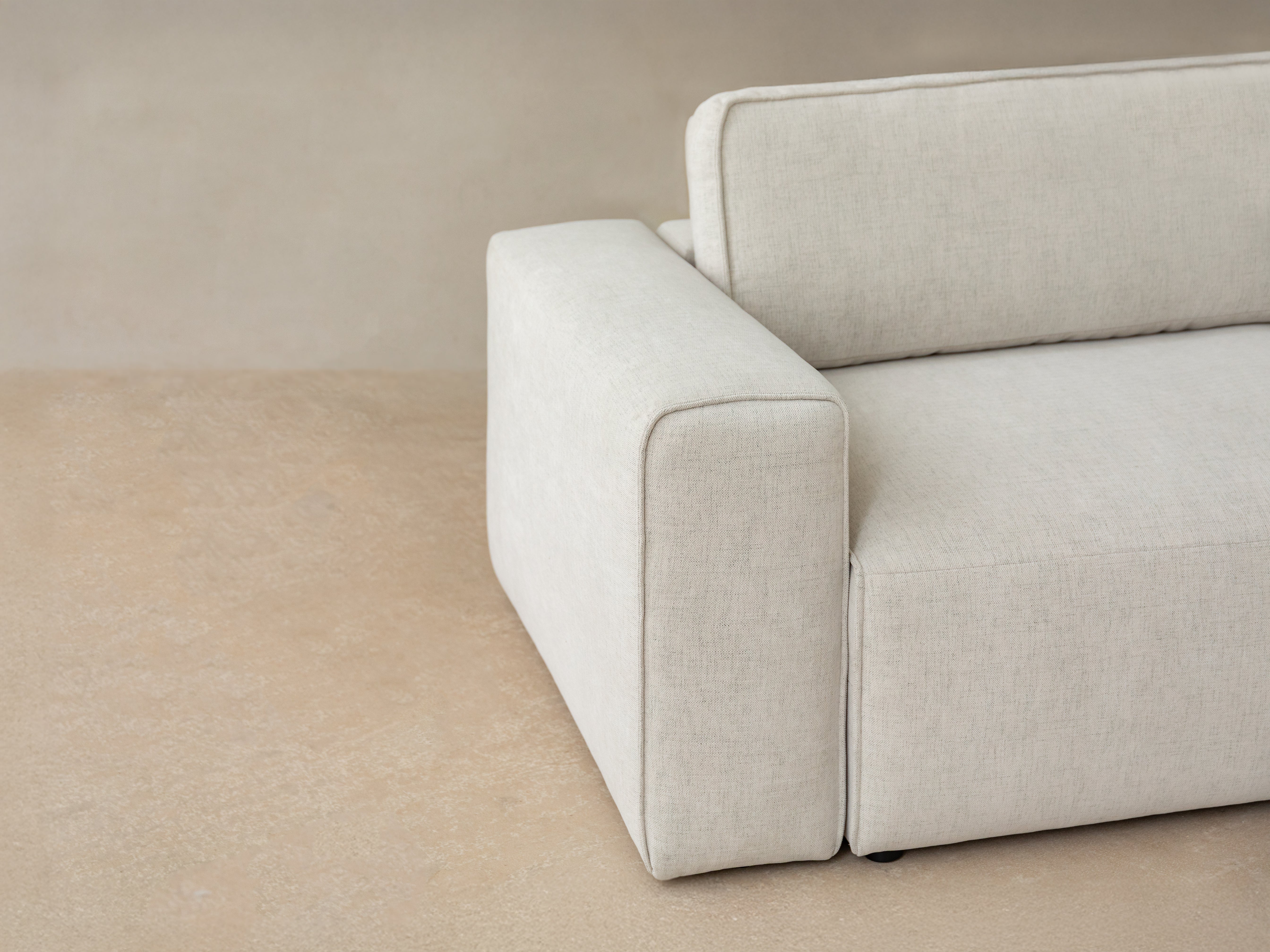 Samt-Ecksofa rechtsseitig 3-sitzig mit Schlaffunktion VICTOR beige