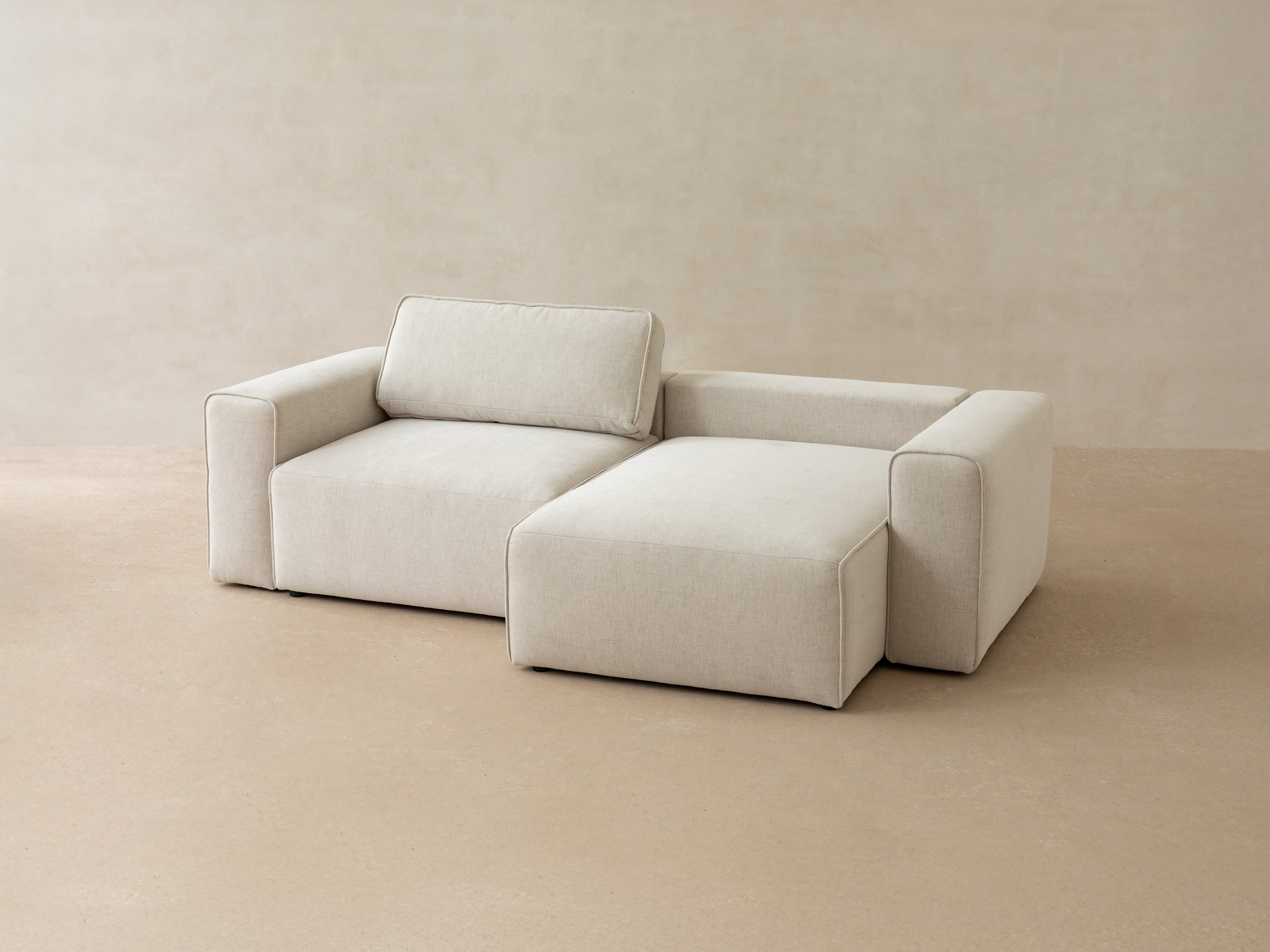 Samt-Ecksofa rechtsseitig 3-sitzig mit Schlaffunktion VICTOR beige