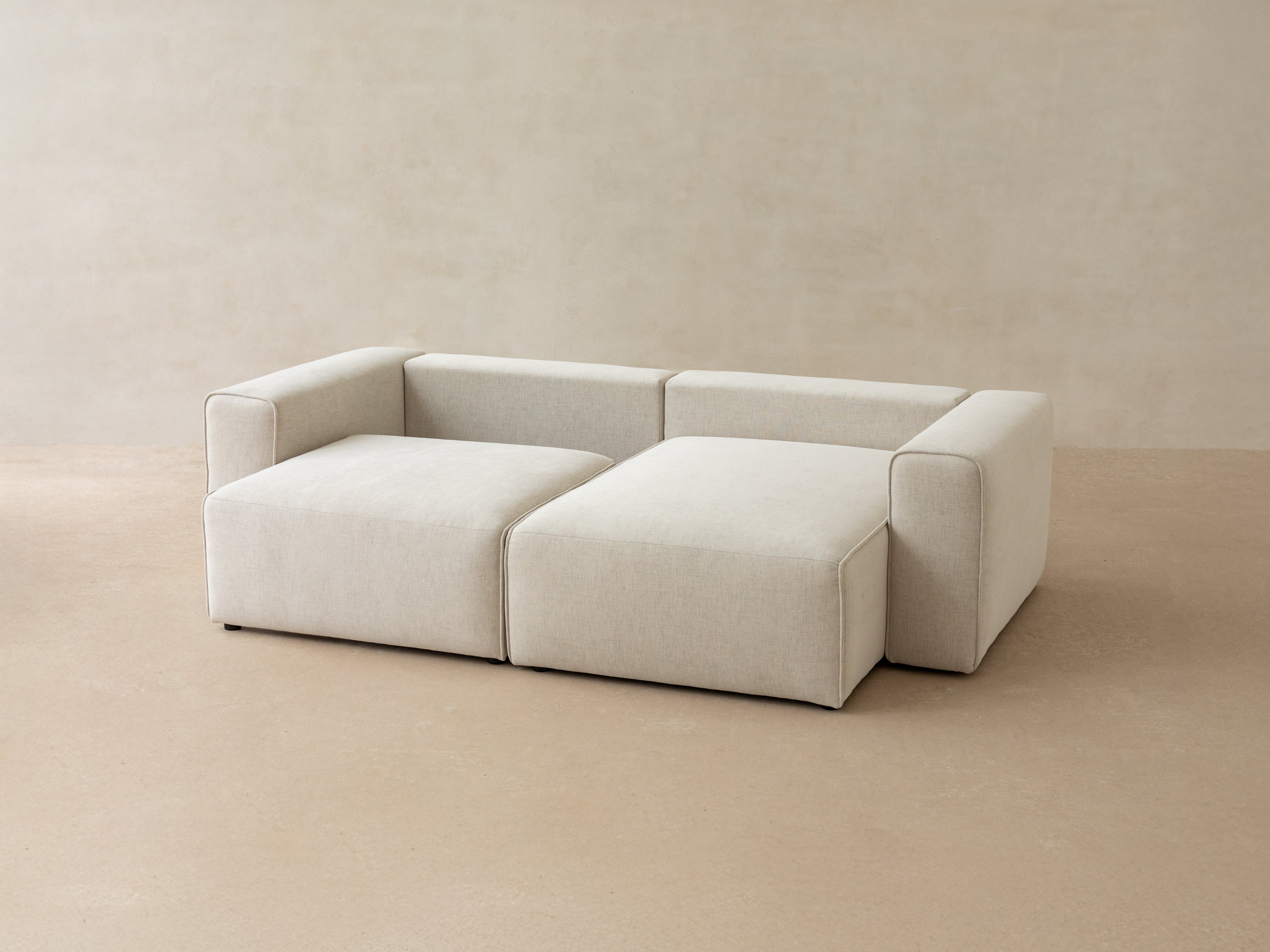 Samt-Ecksofa rechtsseitig 3-sitzig mit Schlaffunktion VICTOR beige