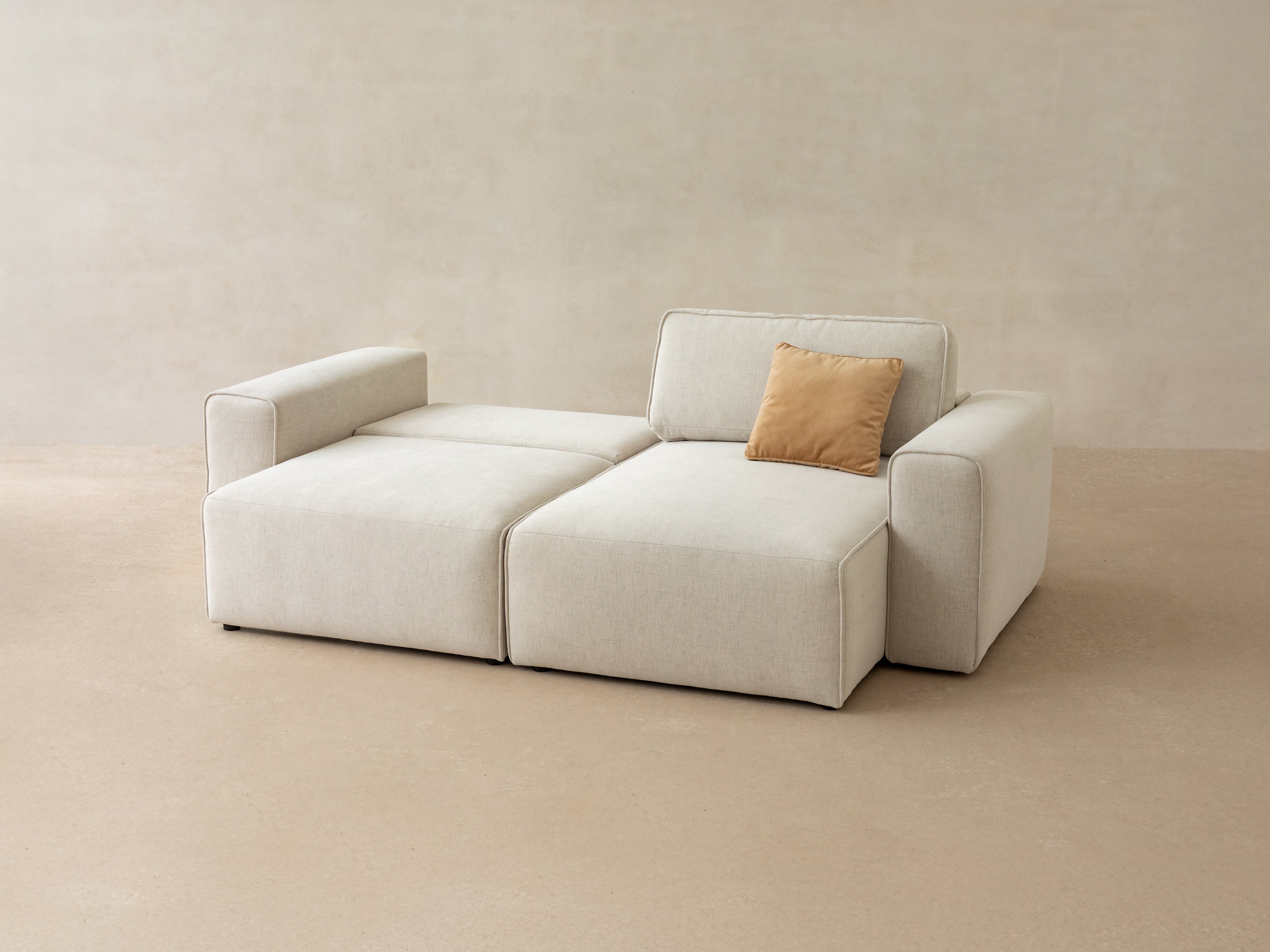 Samt-Ecksofa rechtsseitig 3-sitzig mit Schlaffunktion VICTOR beige