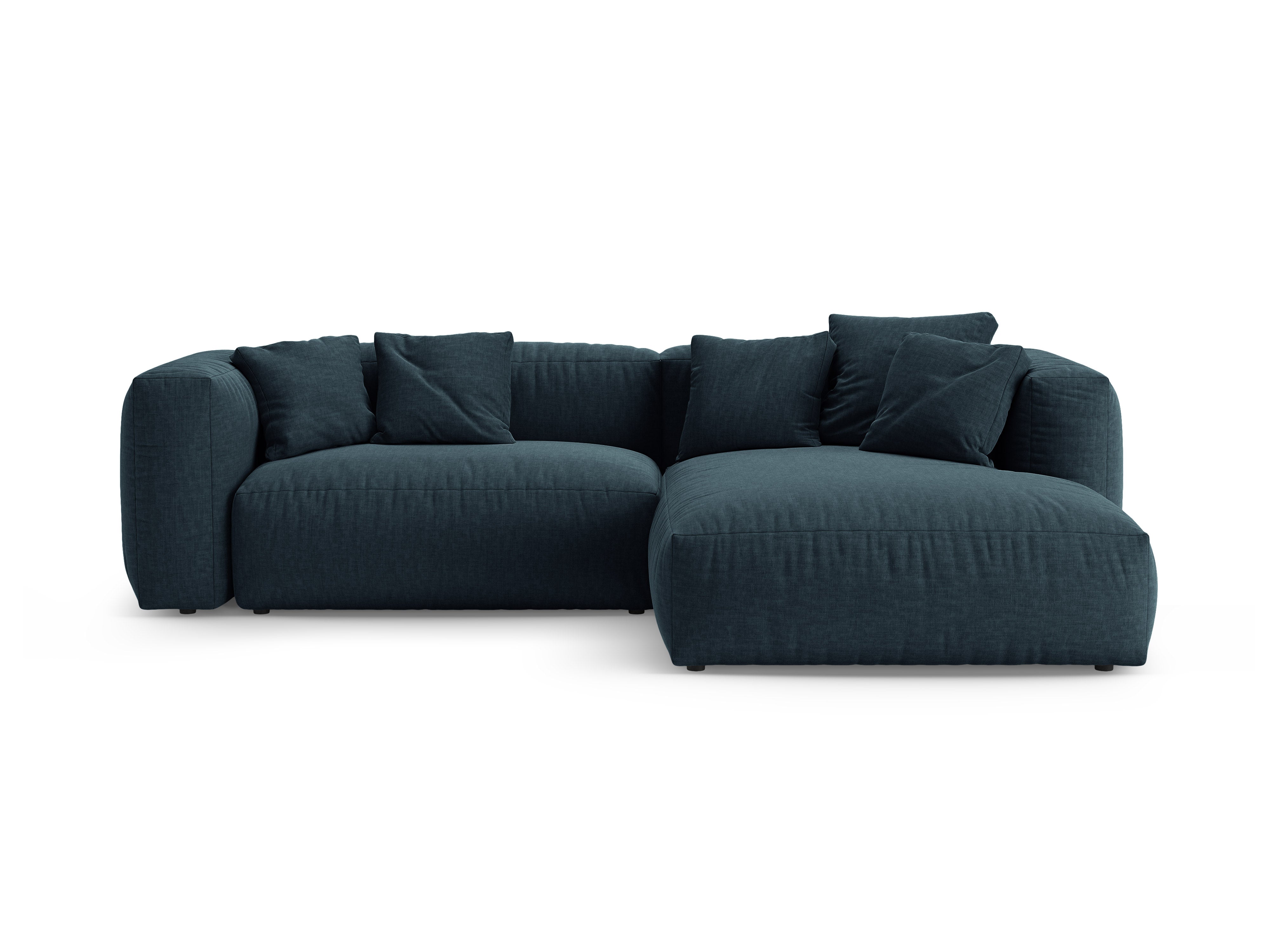 Right-facing corner sofa bed MARTINA in denim blue
