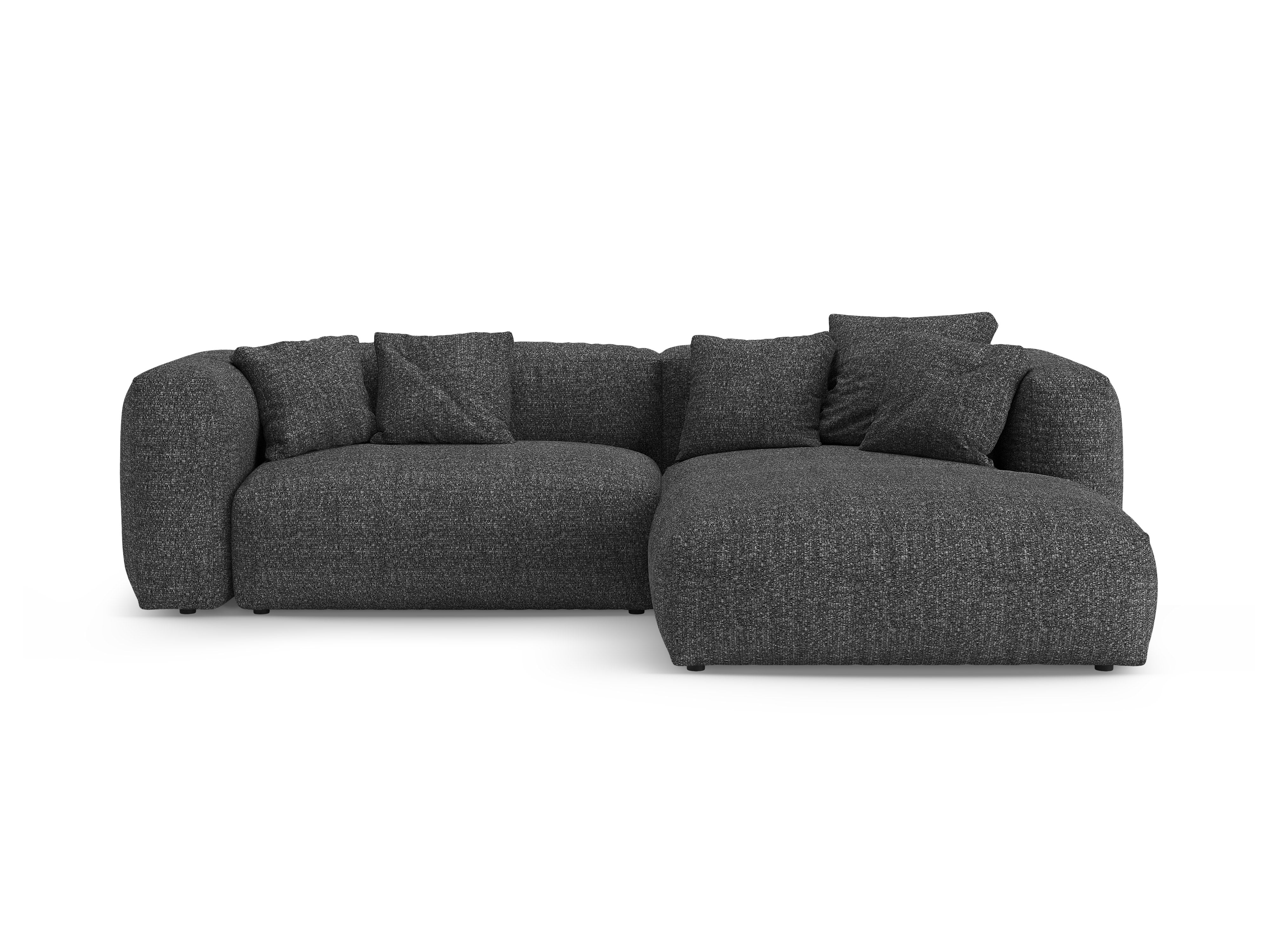 Right-facing corner sofa bed MARTINA in anthracite boucle