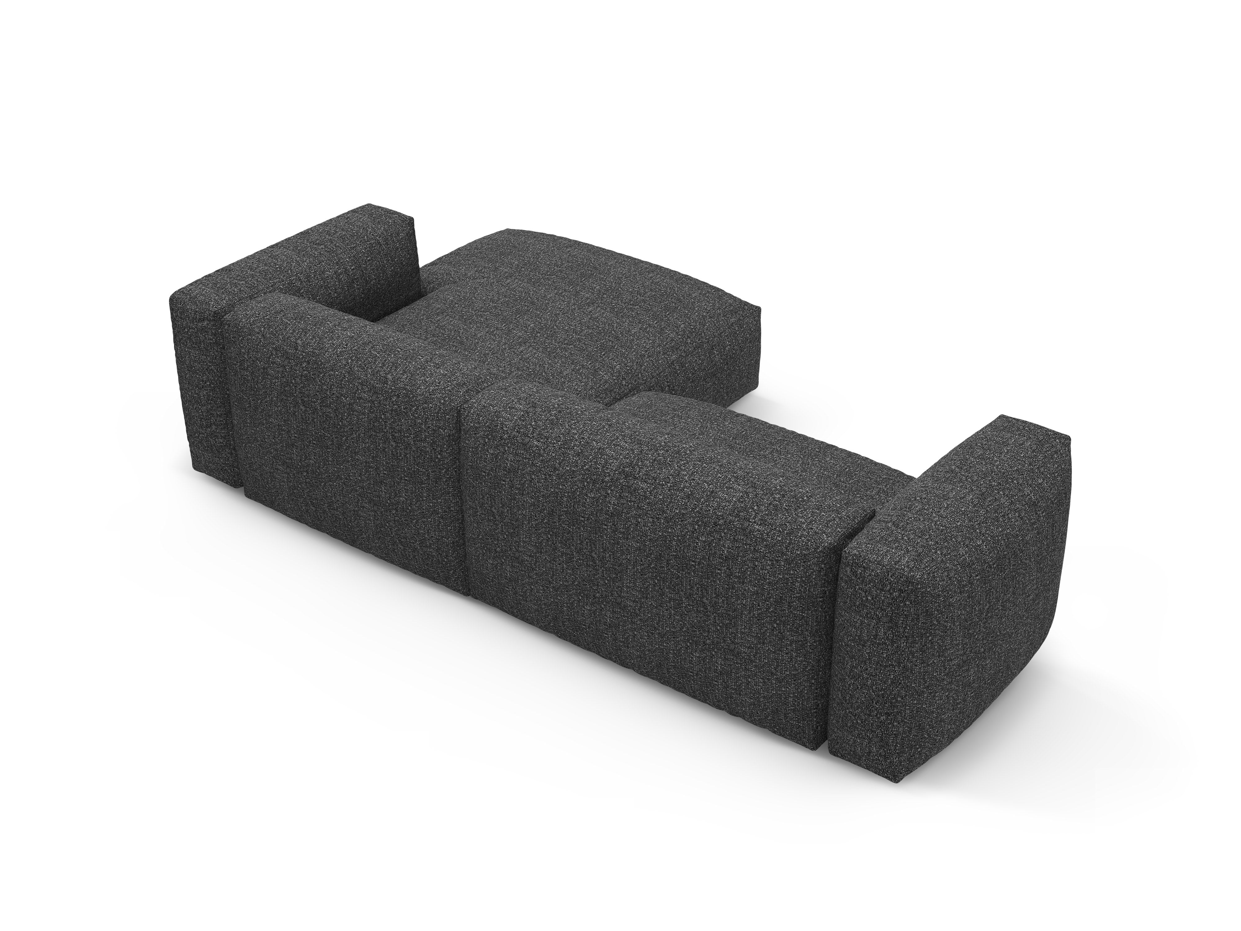 Right-facing corner sofa bed MARTINA in anthracite boucle