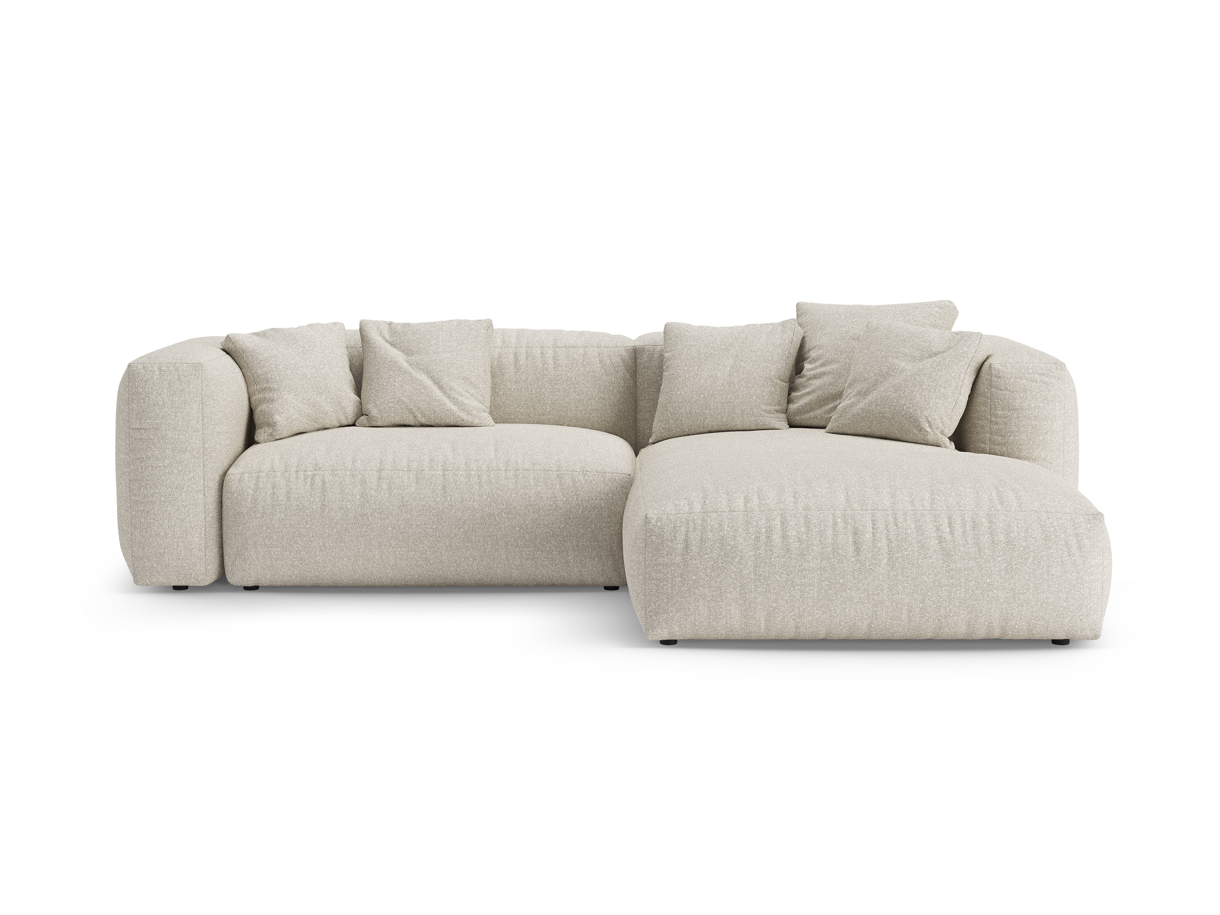 Right-facing corner sofa bed MARTINA beige boucle