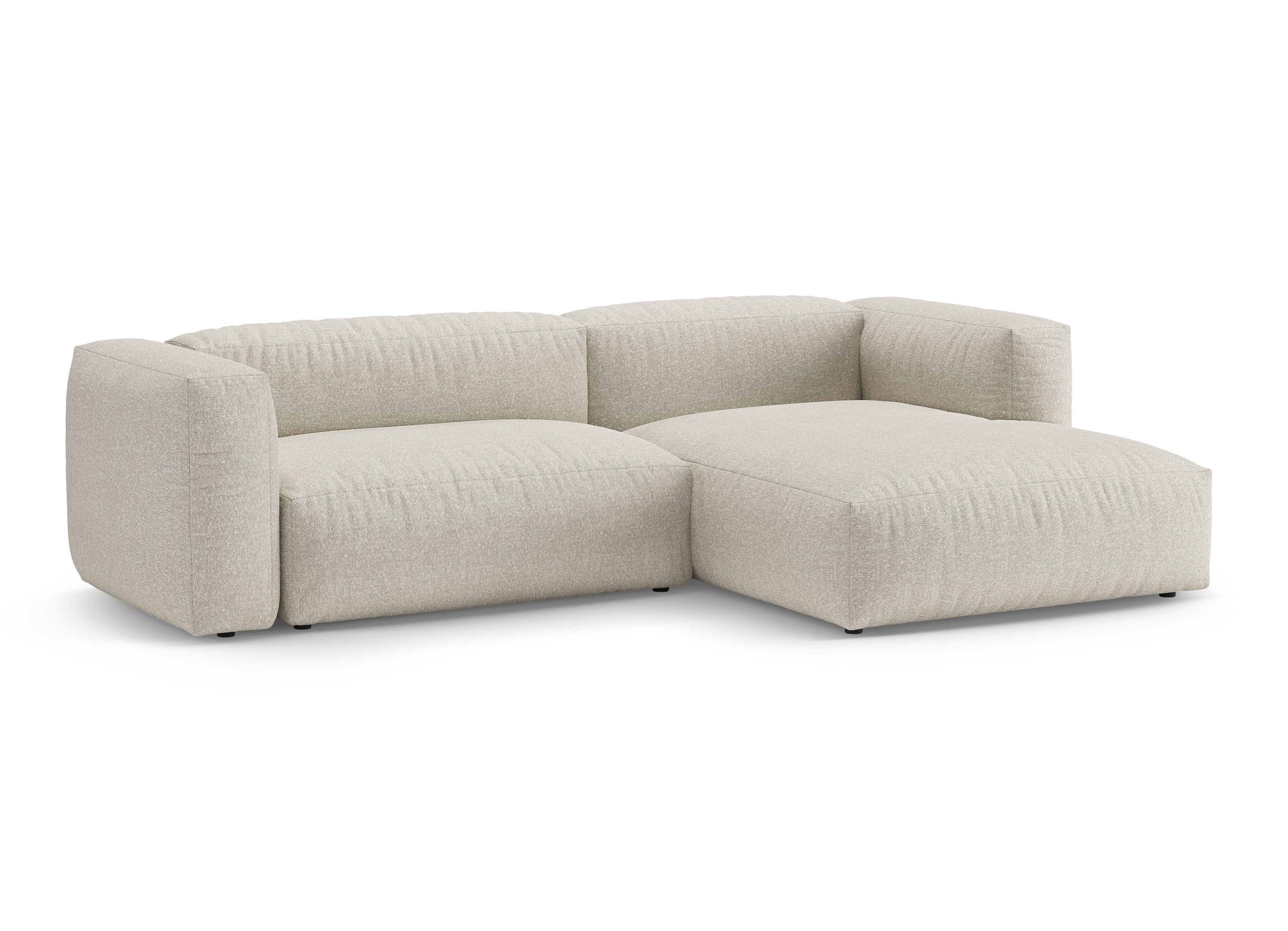 Right-facing corner sofa bed MARTINA beige boucle