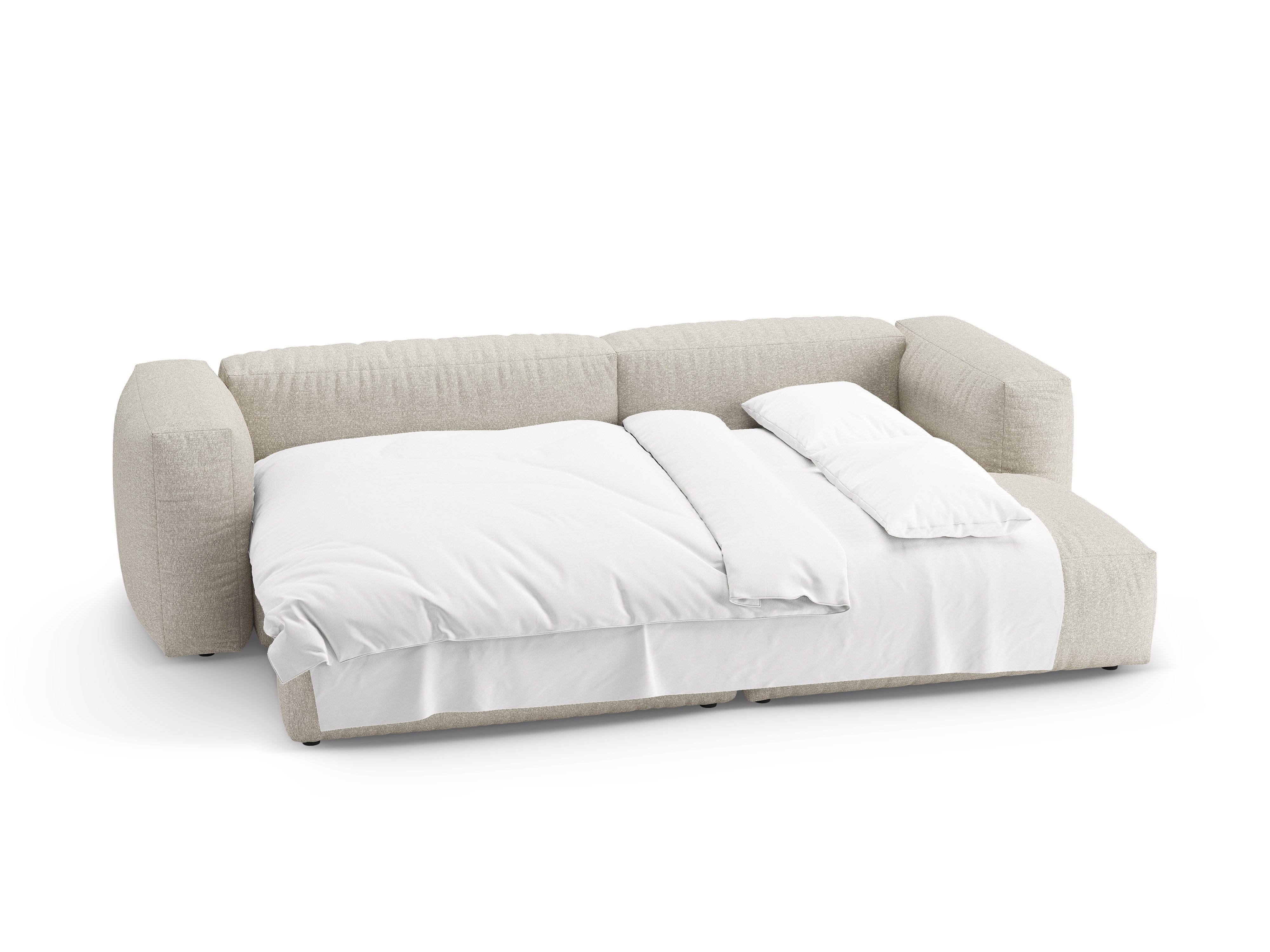 Right-facing corner sofa bed MARTINA beige boucle