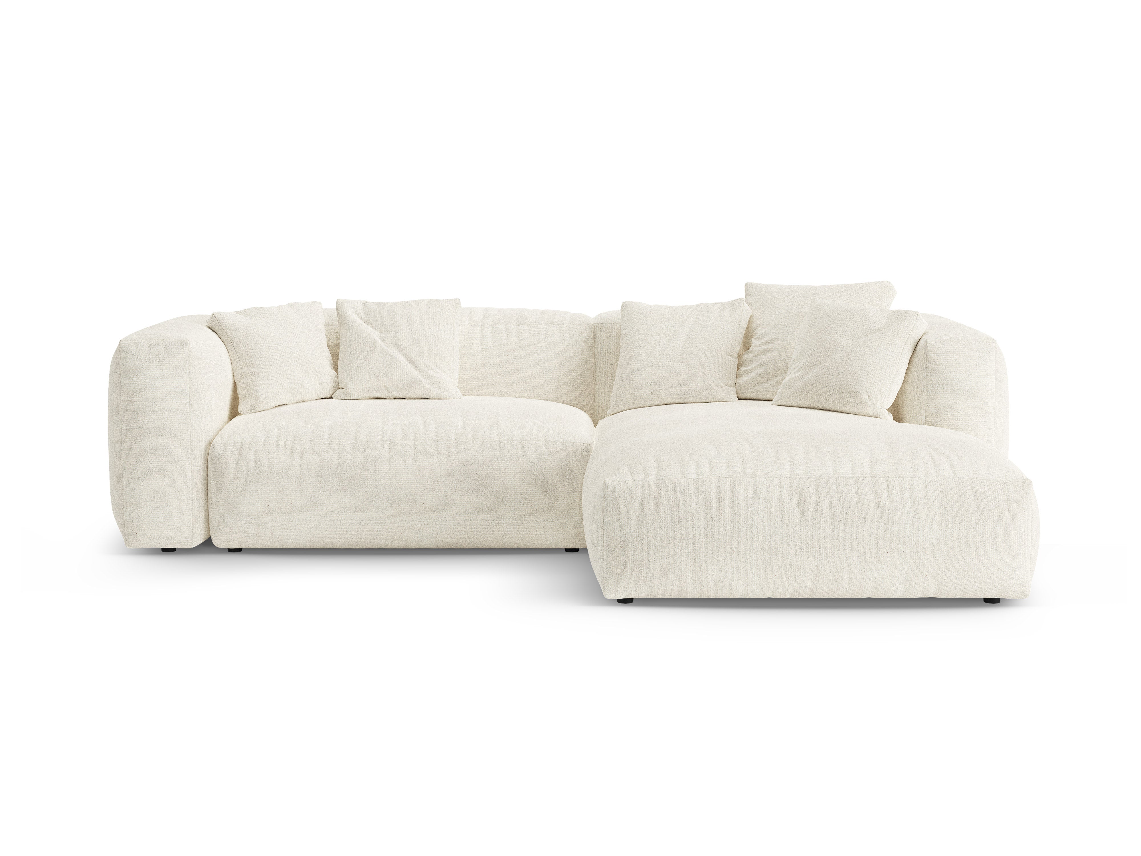 Right-facing corner sofa bed MARTINA ivory boucle