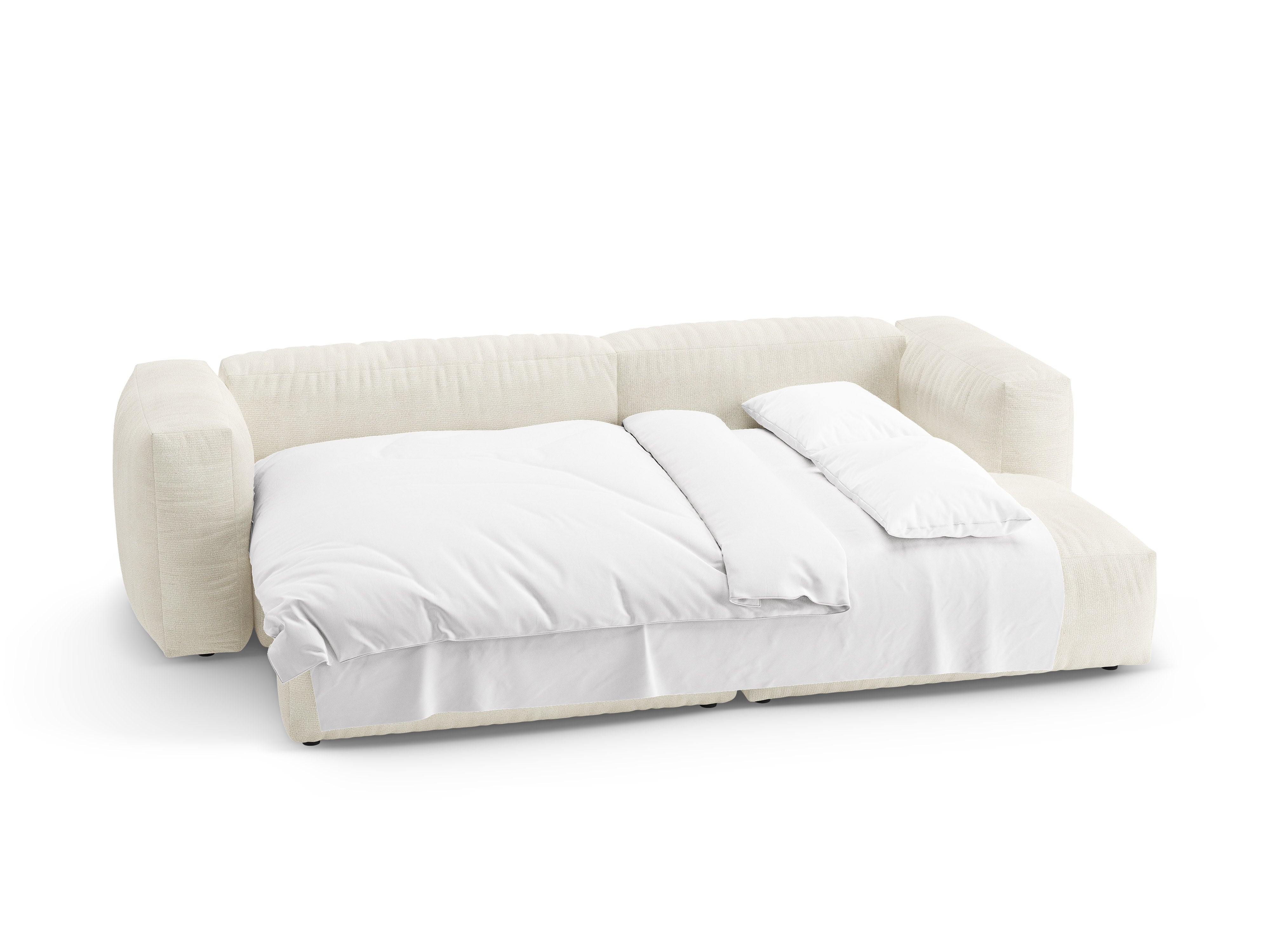 Right-facing corner sofa bed MARTINA ivory boucle