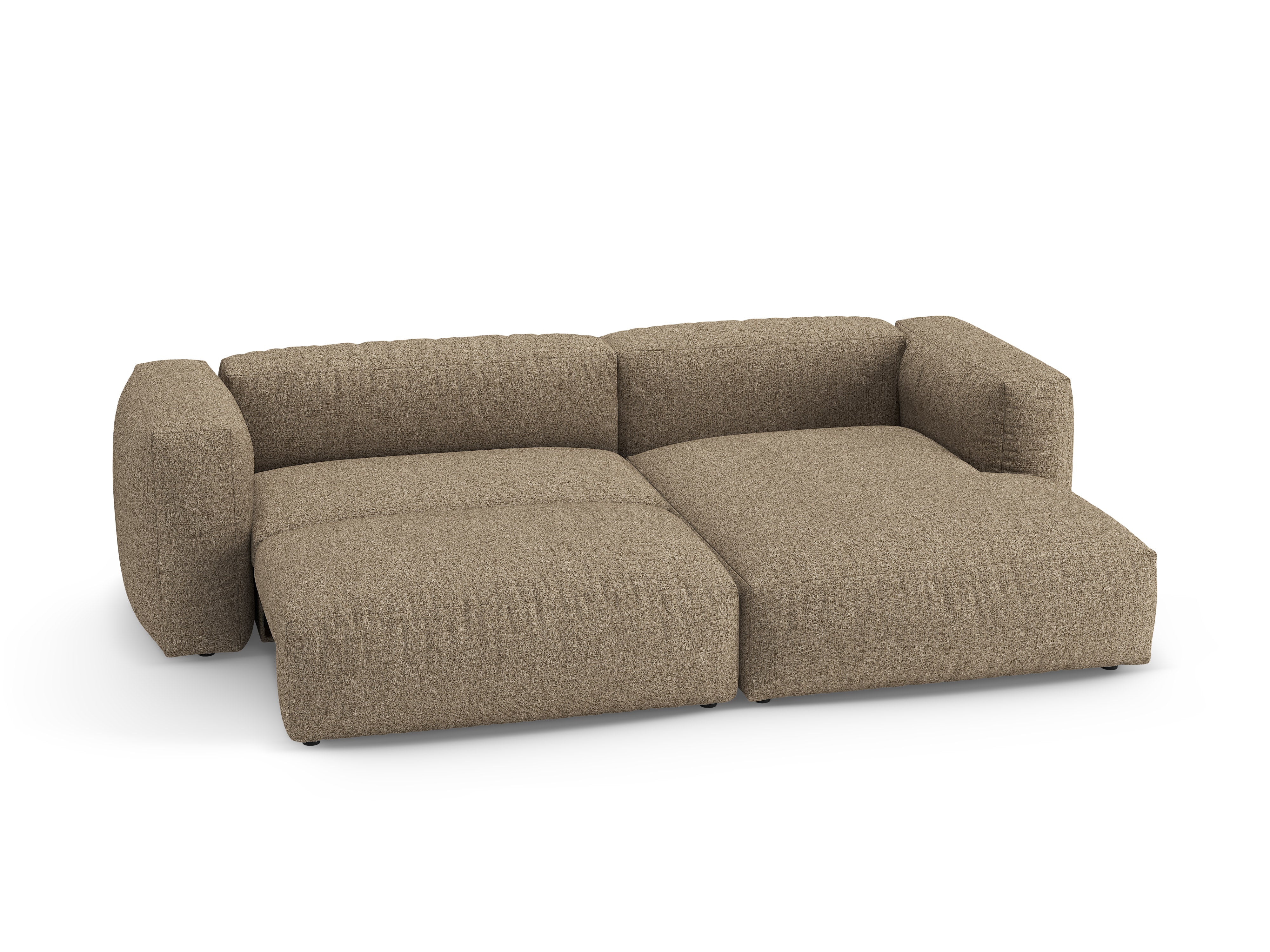 Right-facing corner sofa bed MARTINA cappuccino boucle