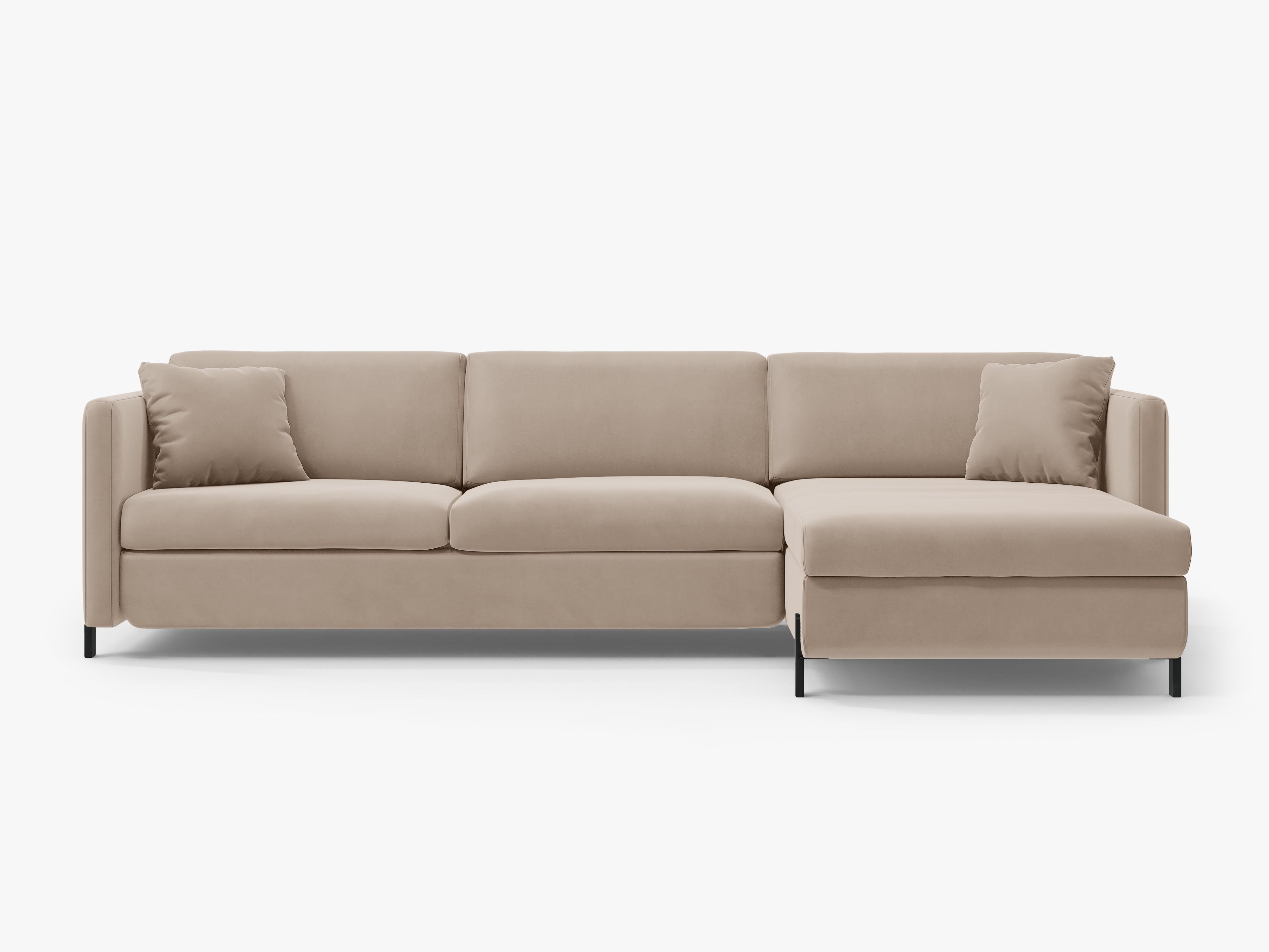 Velvet Right Corner Sofa with Bed Function, "Gloria", 5 Seats, Beige, 280x170x80
Made in Europe